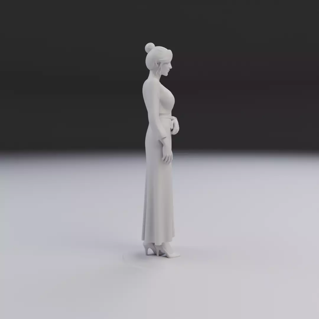 woman model in pin up dress 3D print model_1
