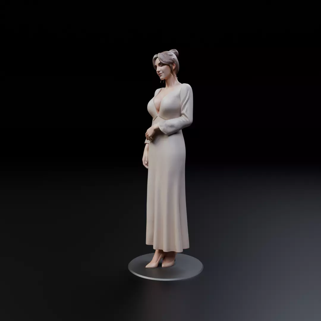 woman model in pin up dress 3D print model_10