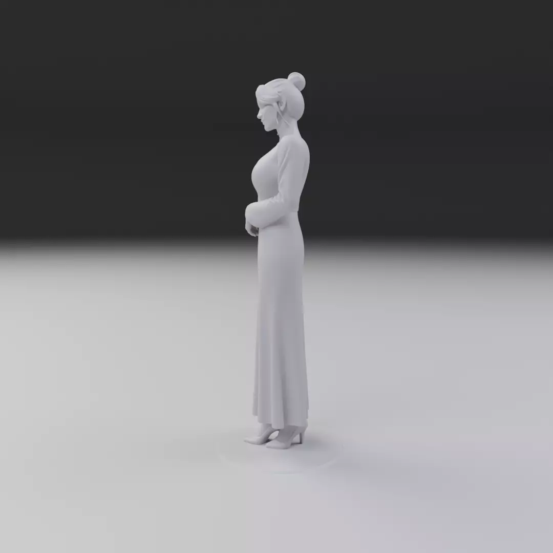 woman model in pin up dress 3D print model_3