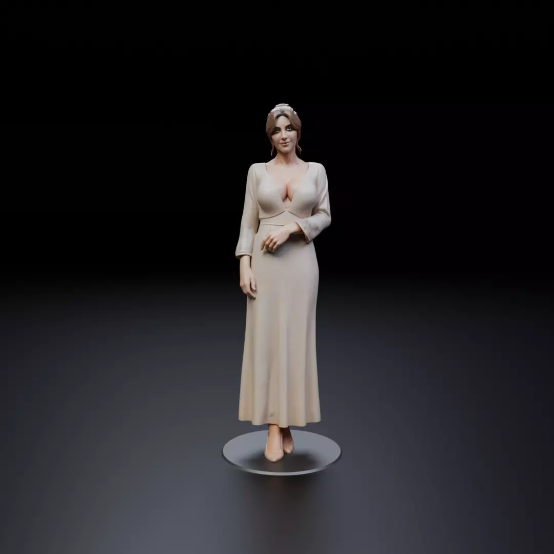 woman model in pin up dress 3D print model_16