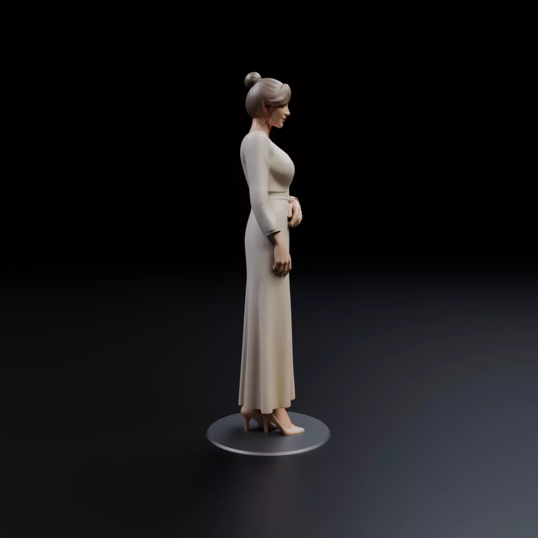 woman model in pin up dress 3D print model_2