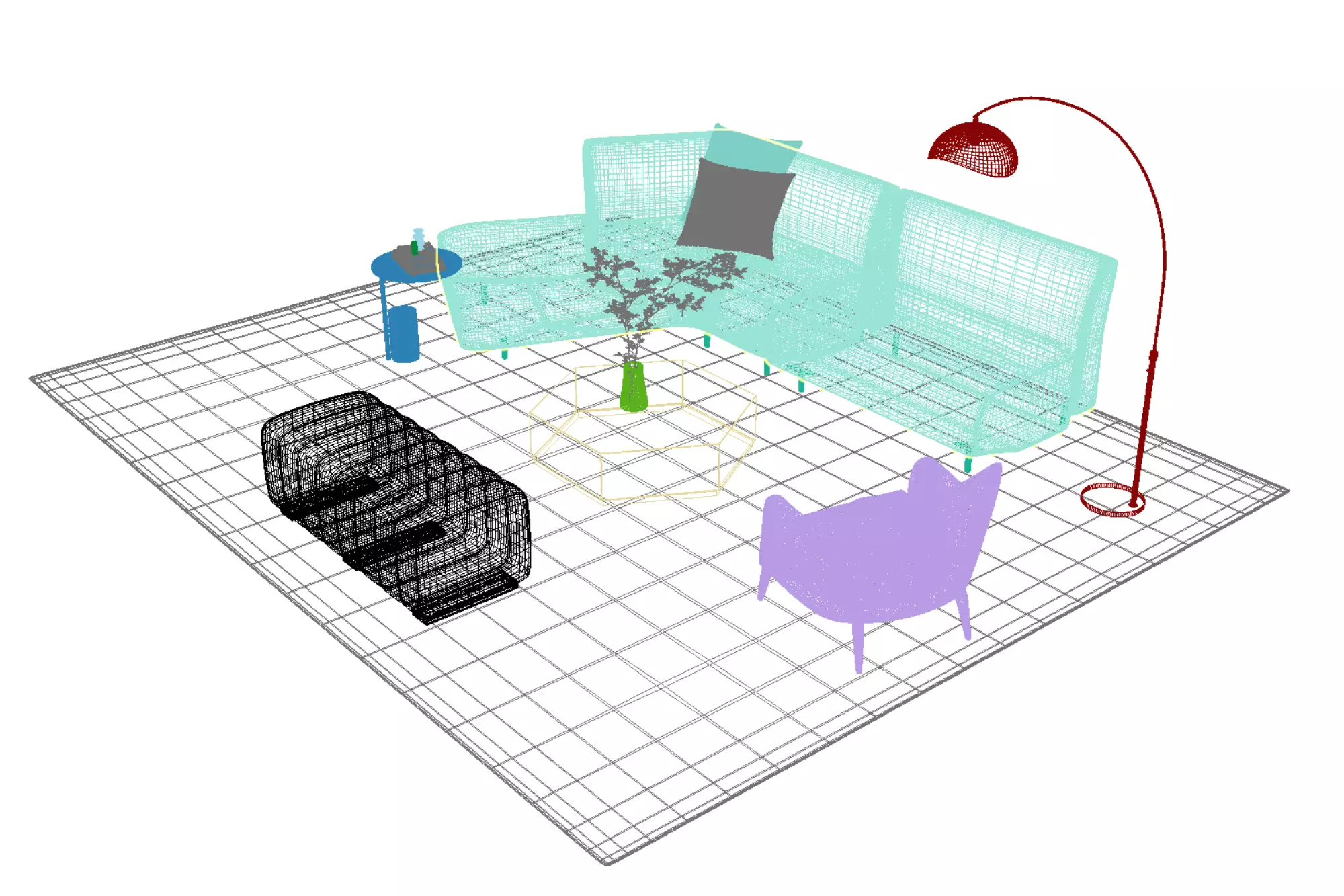 Leather sofa set17 3D model_6