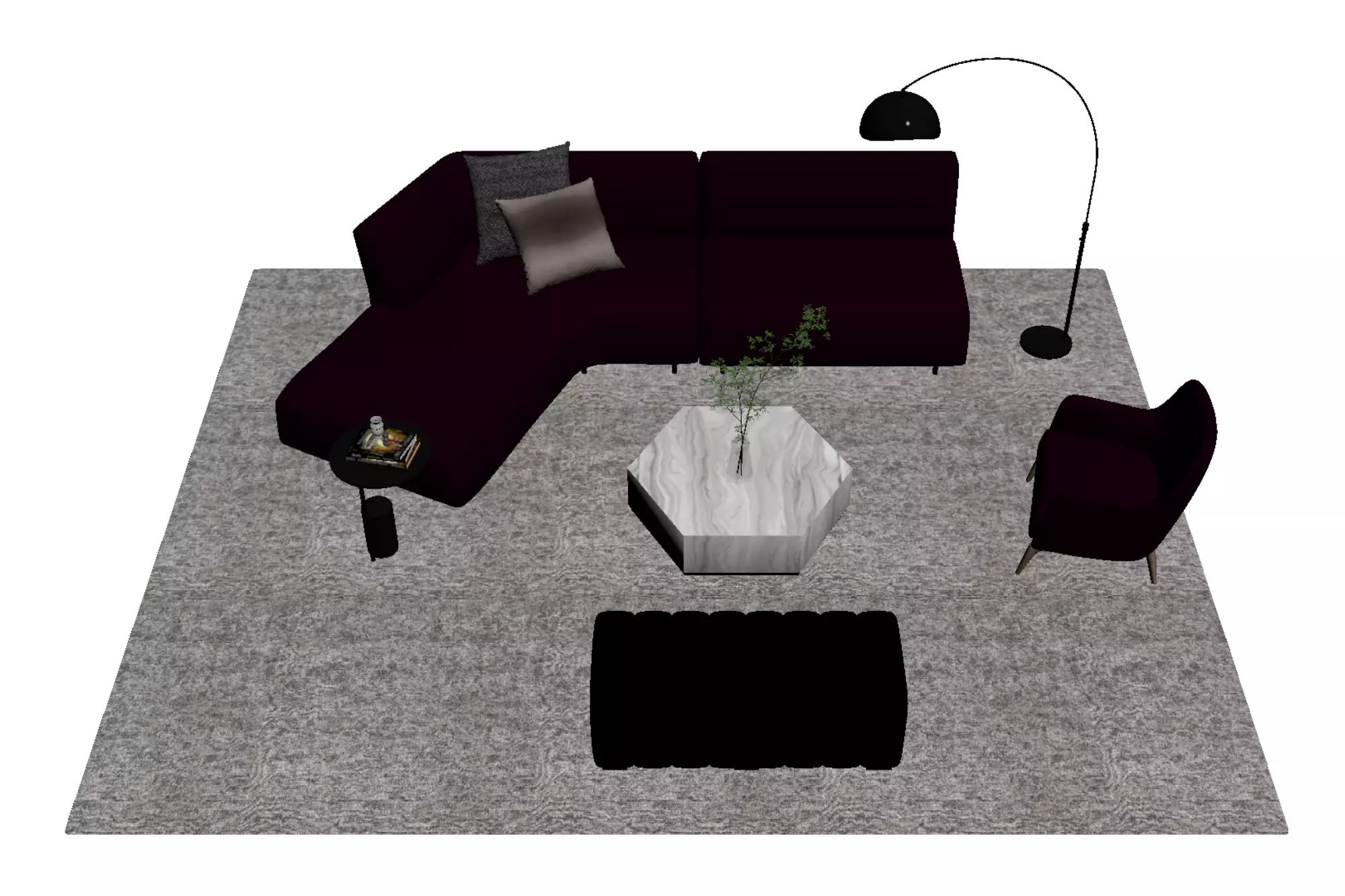 Leather sofa set17 3D model_4