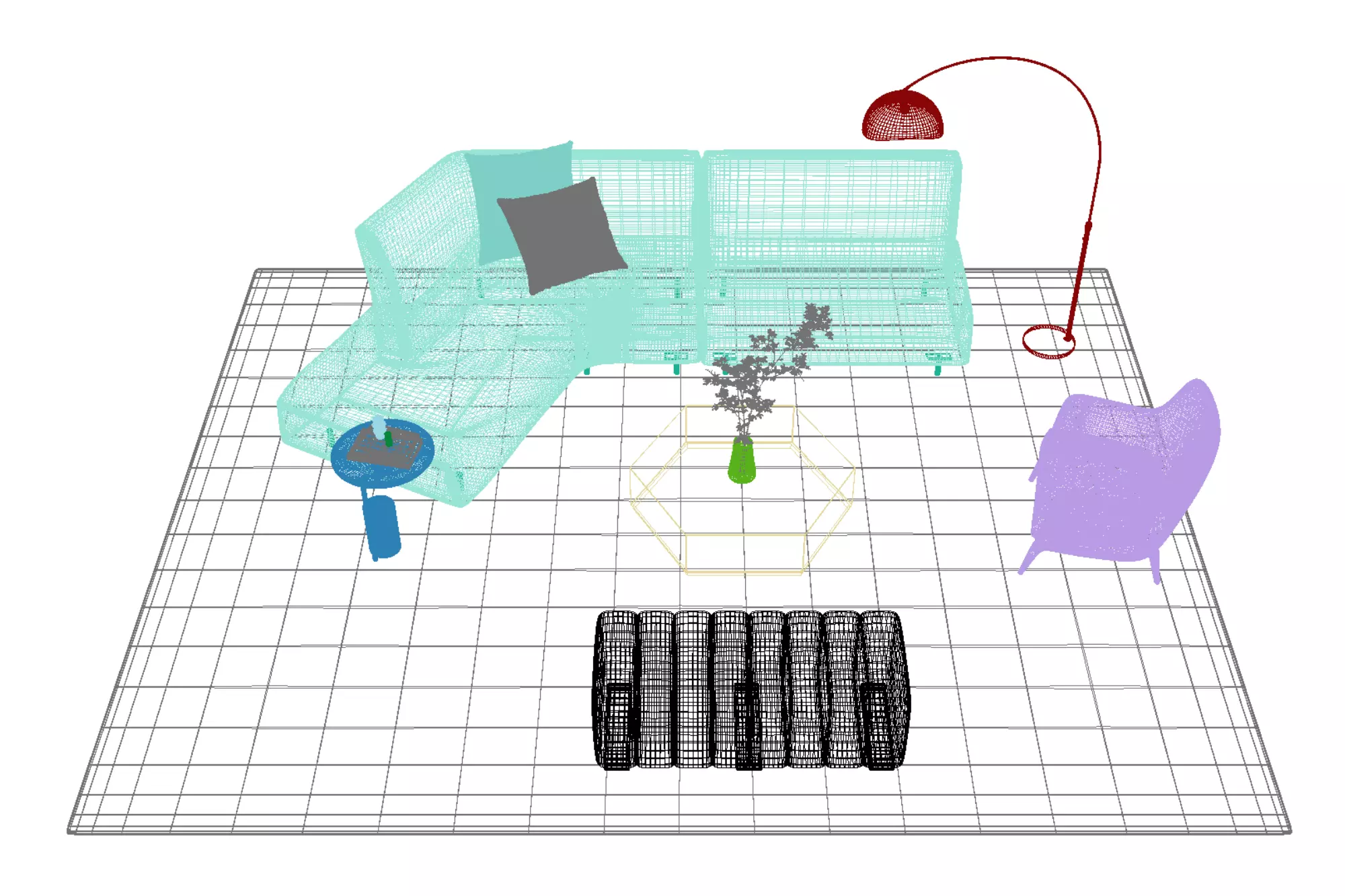 Leather sofa set17 3D model_5