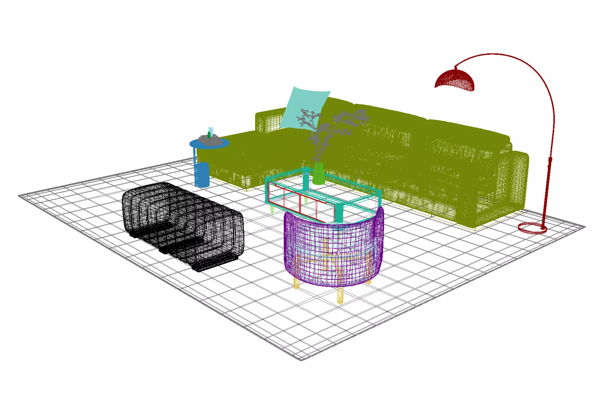 Leather sofa set18 3D model_5