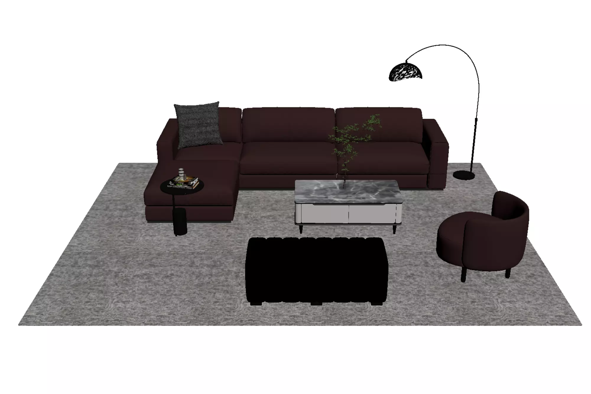 Leather sofa set18 3D model_4