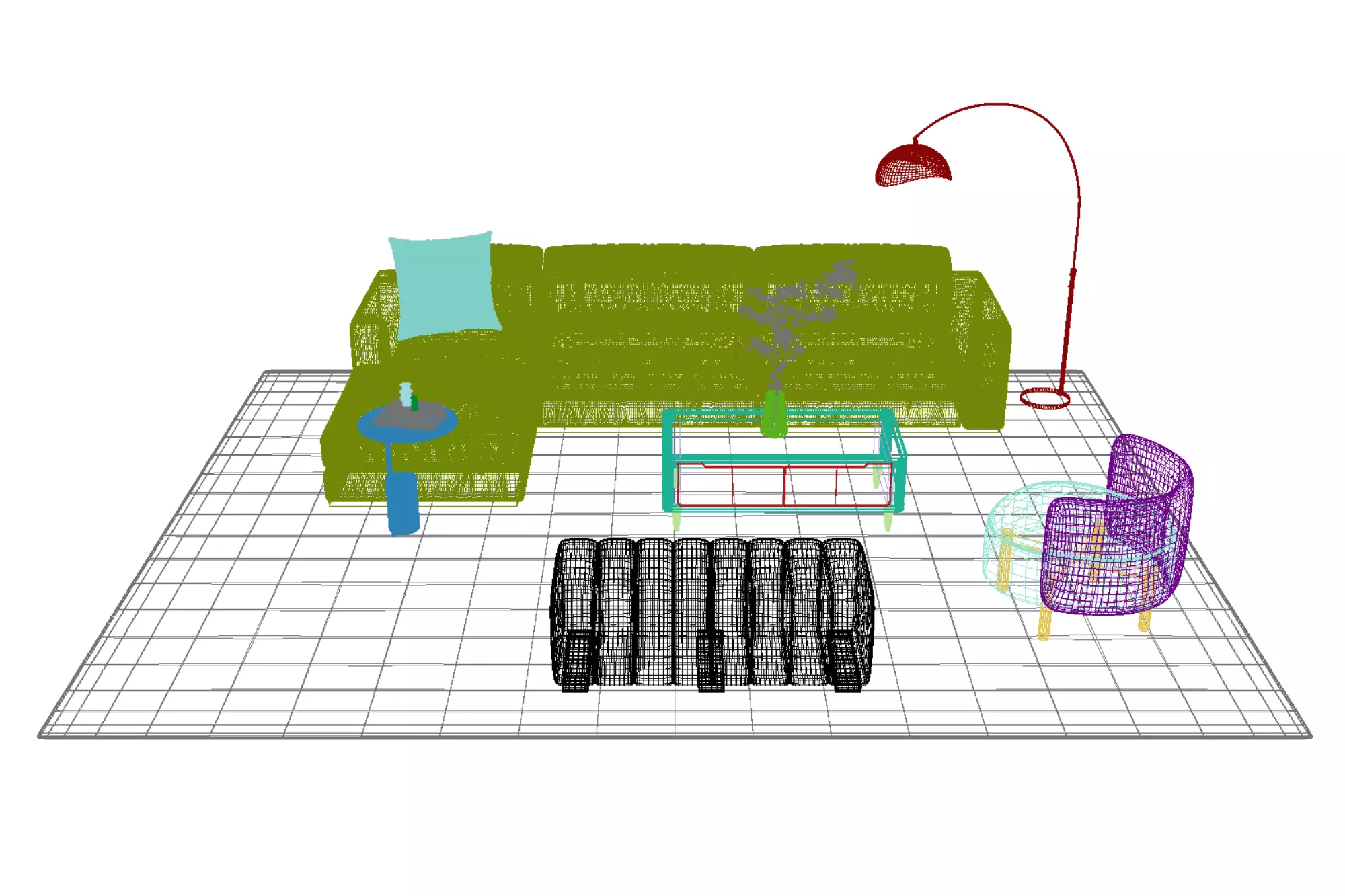 Leather sofa set18 3D model_6