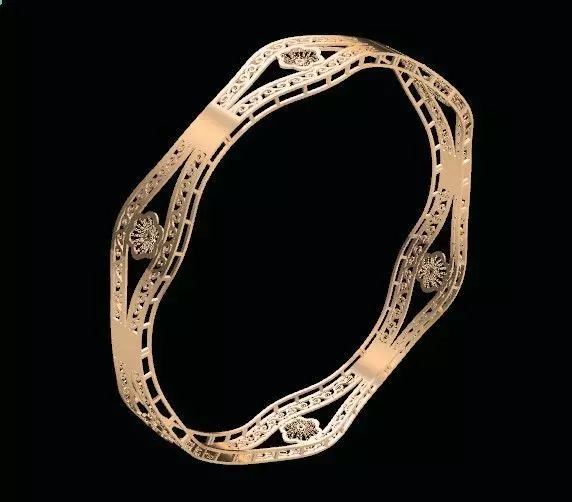 1159 Narrow Mirror Center Openwork Bangle 7gm 3D print model_4