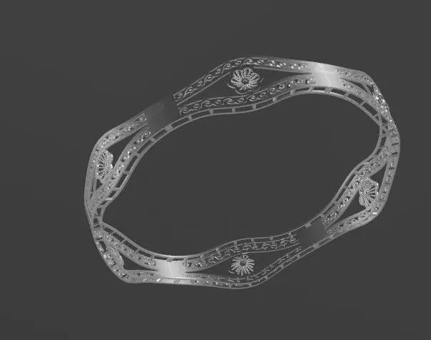1159 Narrow Mirror Center Openwork Bangle 7gm 3D print model_2