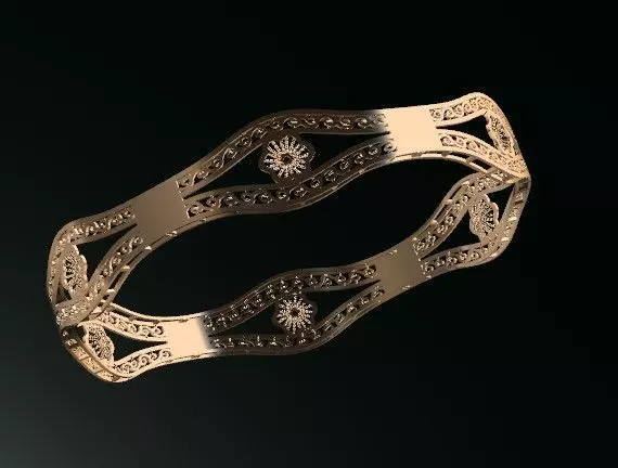 1159 Narrow Mirror Center Openwork Bangle 7gm 3D print model_5