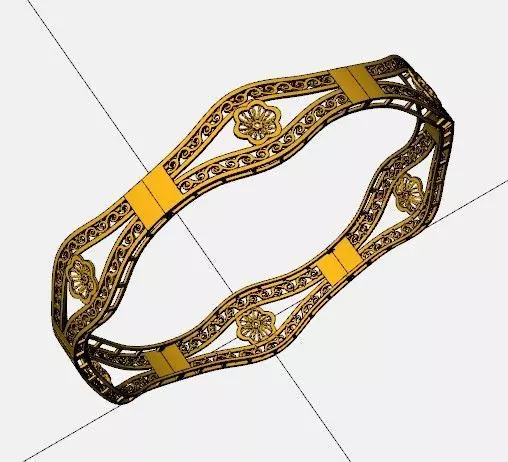 1159 Narrow Mirror Center Openwork Bangle 7gm 3D print model_0