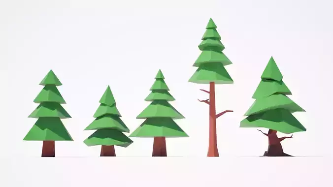 Low Poly Rigged Stylized Conifer Tree