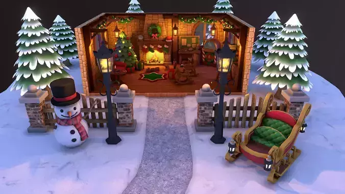 Lowpoly Stylized PBR Christmas Asset Collection