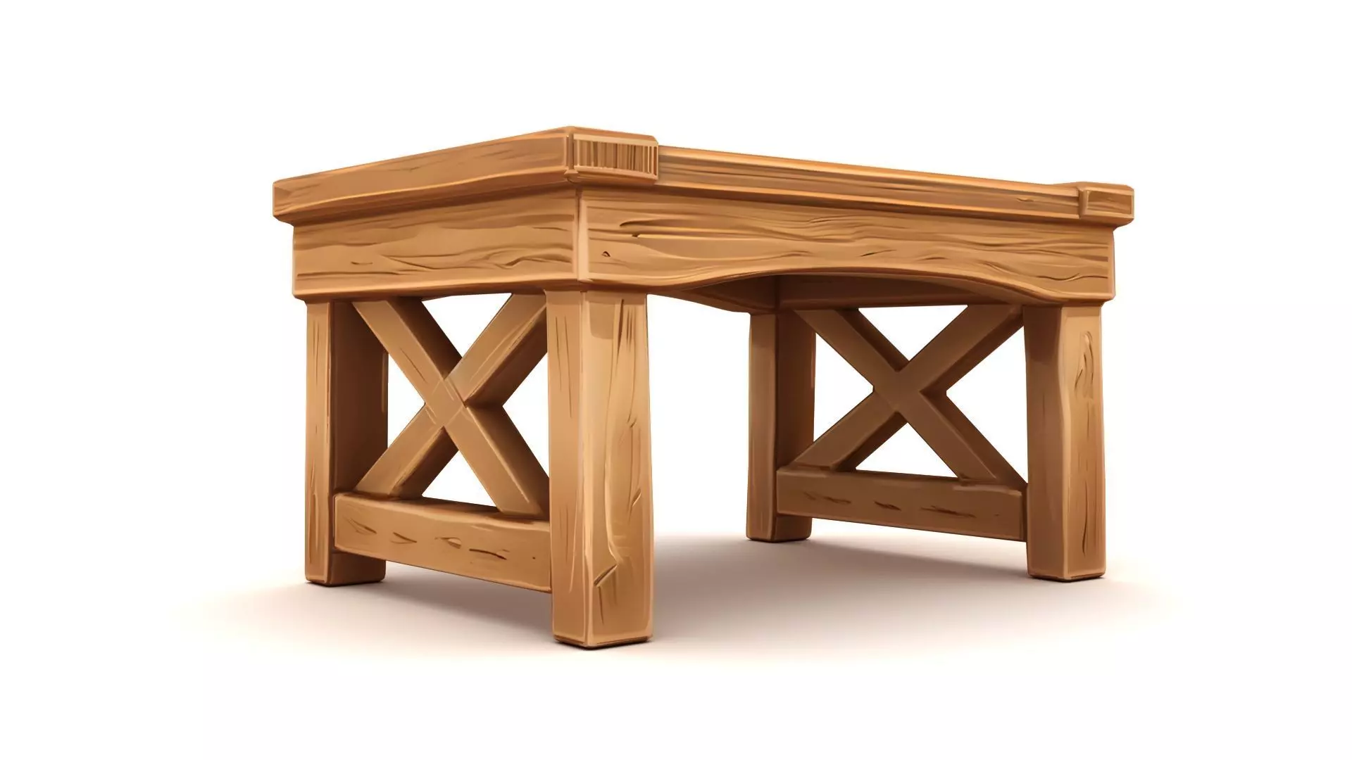 Stylized Wooden Table Low-poly 3D model_4