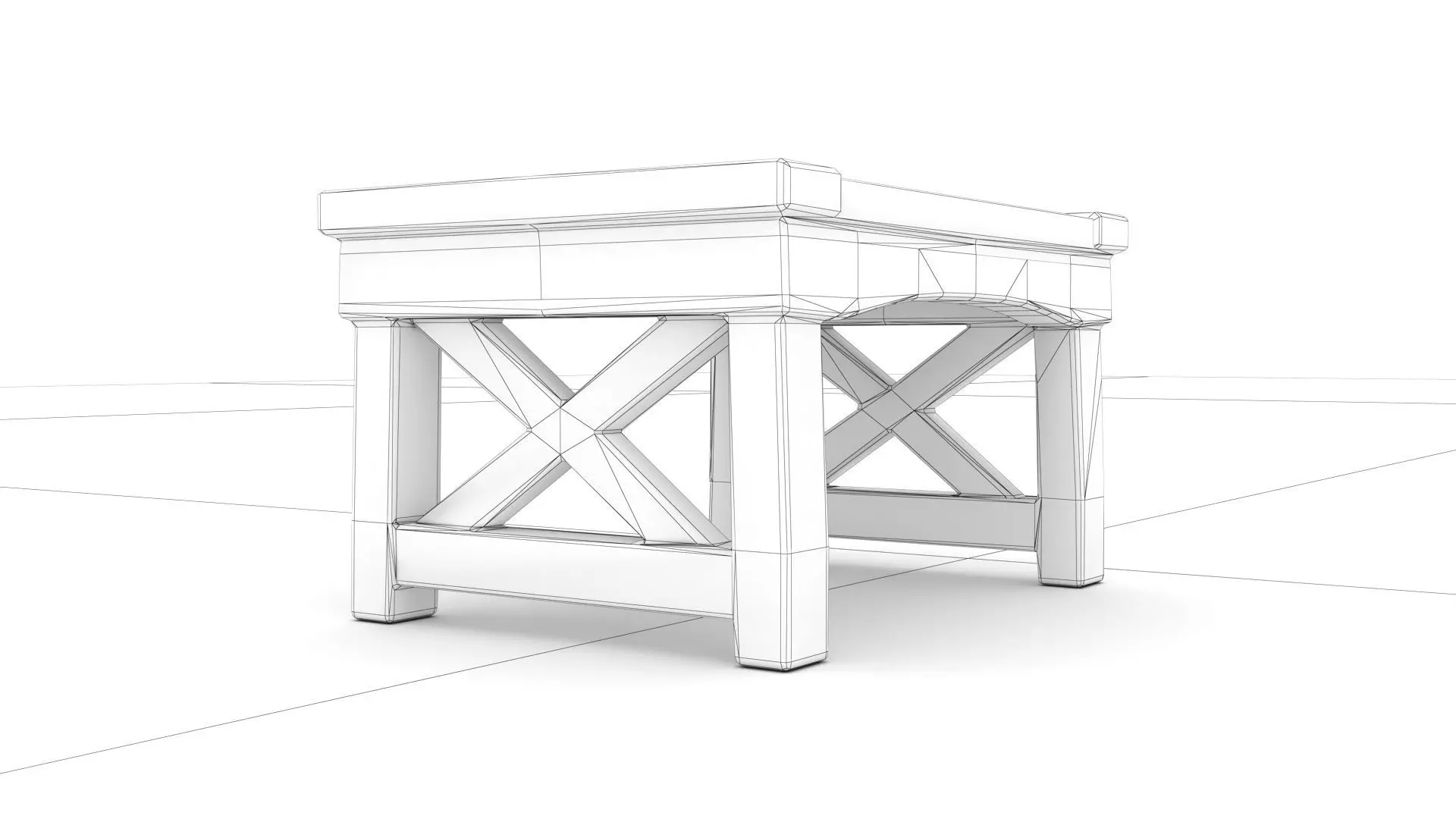 Stylized Wooden Table Low-poly 3D model_6