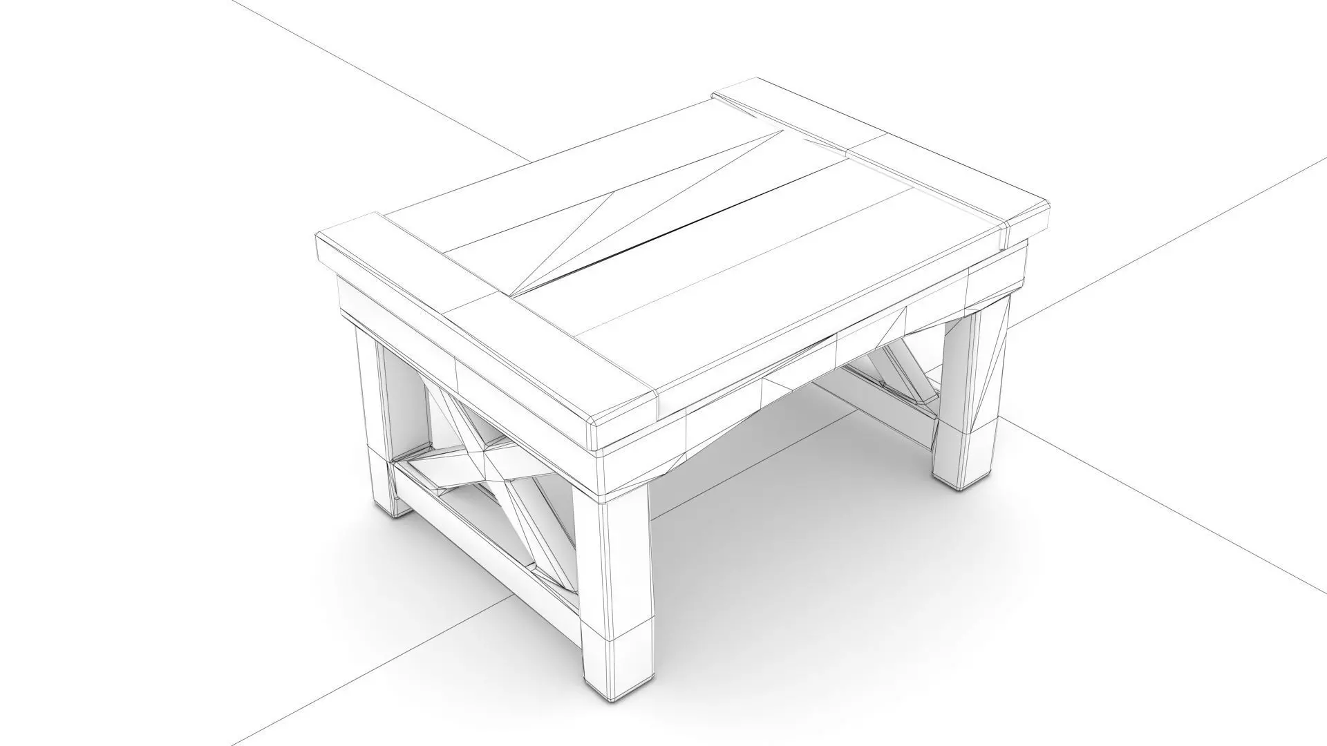 Stylized Wooden Table Low-poly 3D model_5