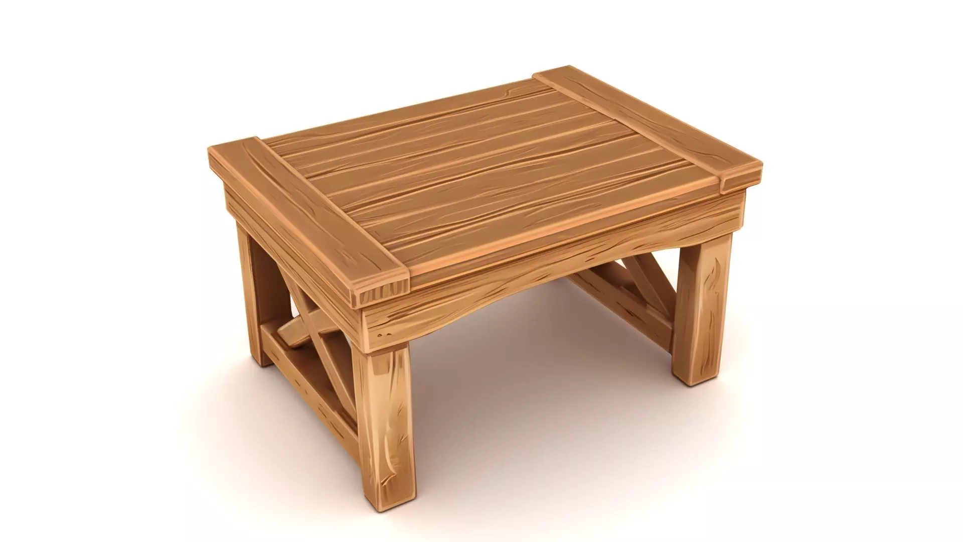 Stylized Wooden Table Low-poly 3D model_0