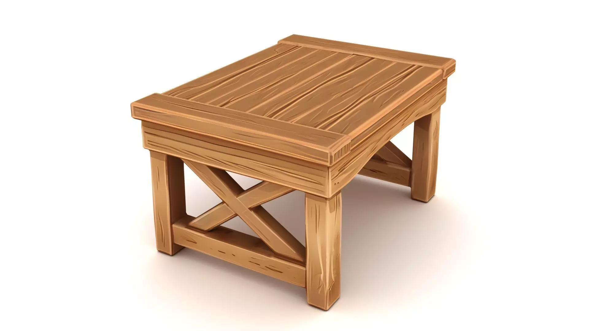Stylized Wooden Table Low-poly 3D model_1