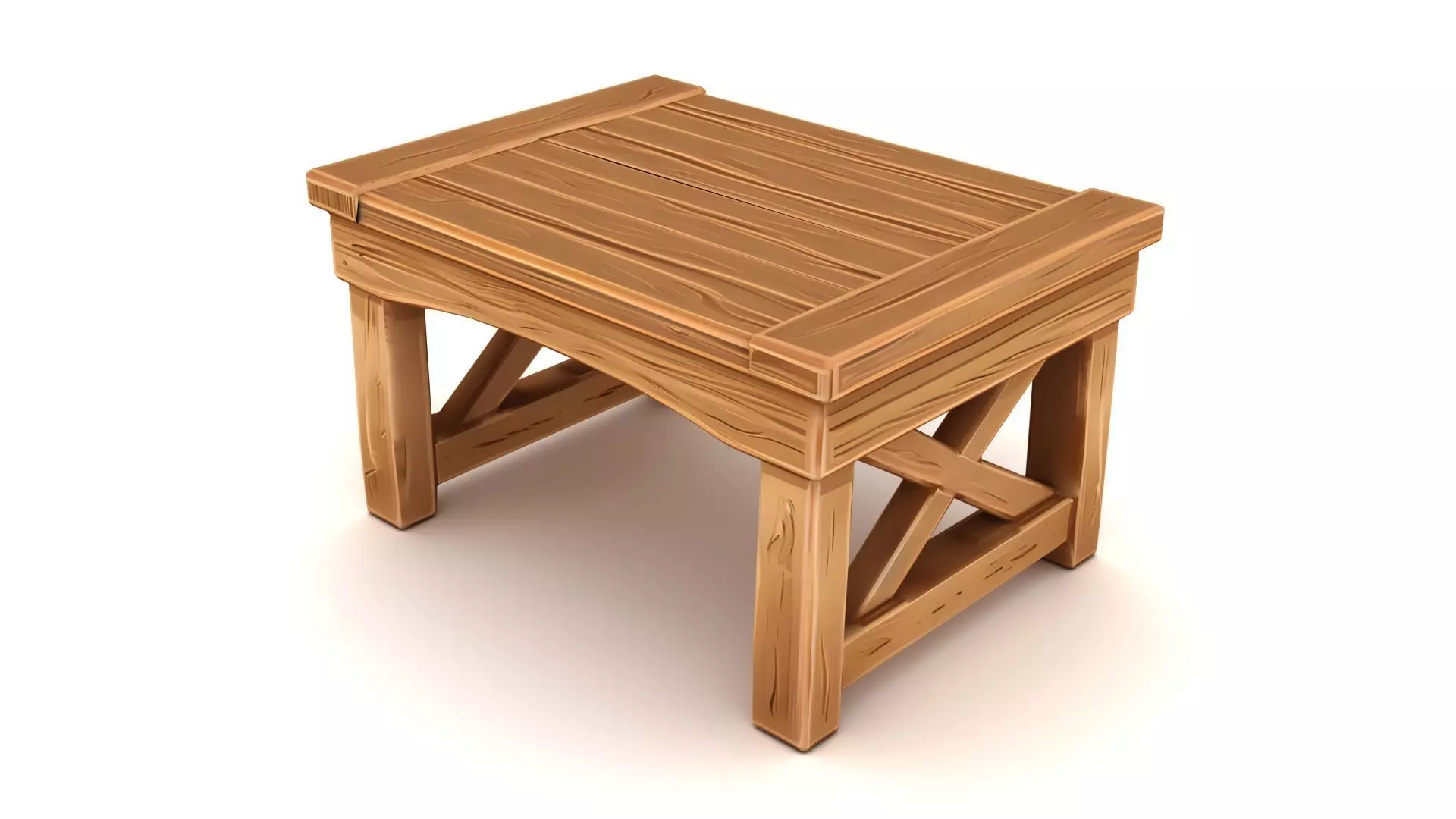 Stylized Wooden Table Low-poly 3D model_2