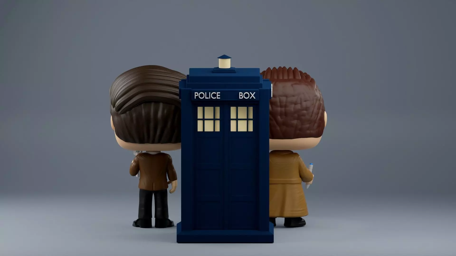 10th and 11th Doctor Who Funko Pop  with TARDIS 3D print model_11