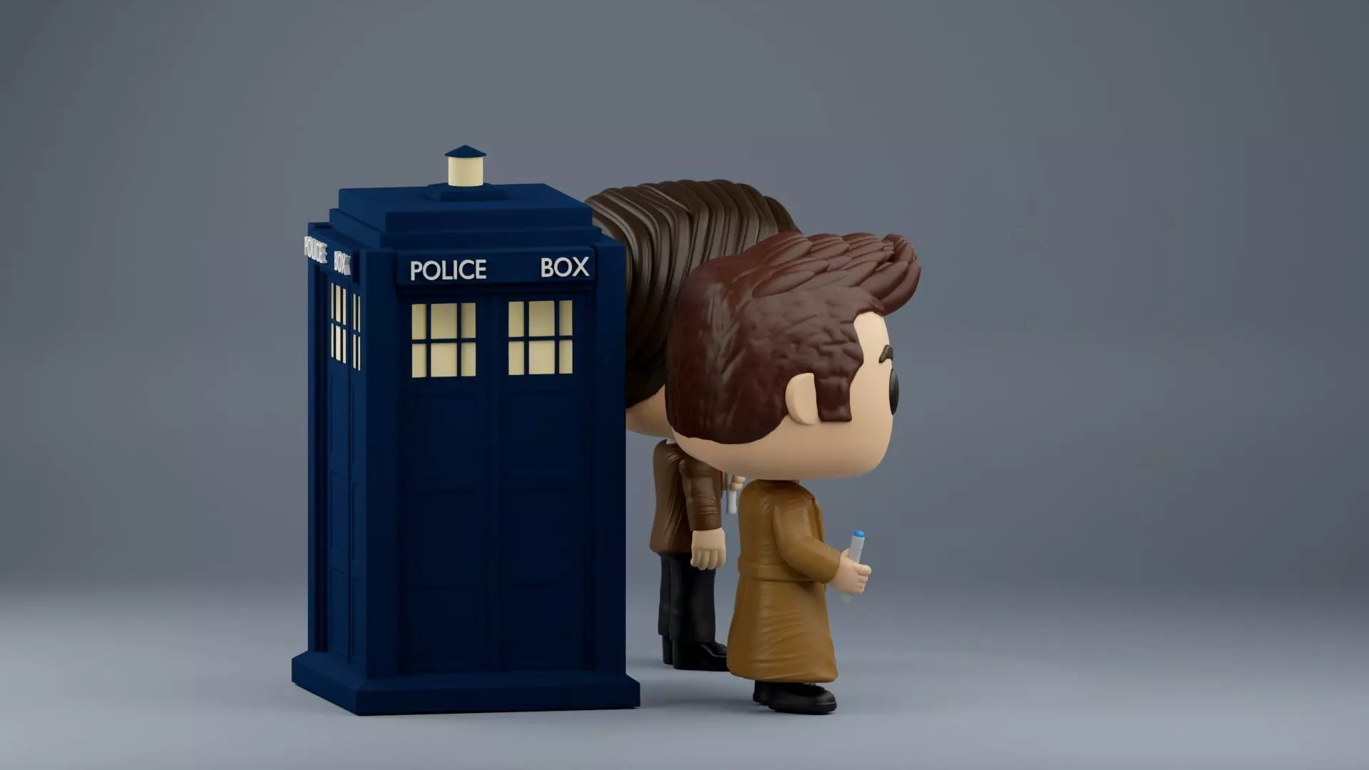 10th and 11th Doctor Who Funko Pop  with TARDIS 3D print model_14