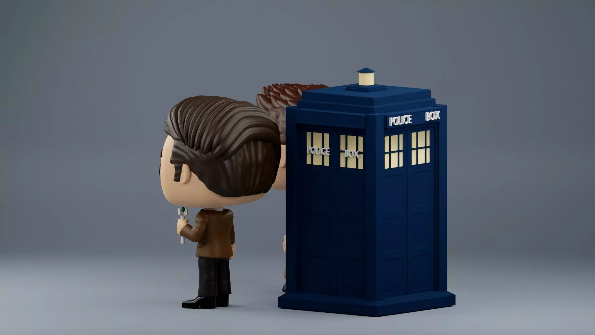10th and 11th Doctor Who Funko Pop  with TARDIS 3D print model_9