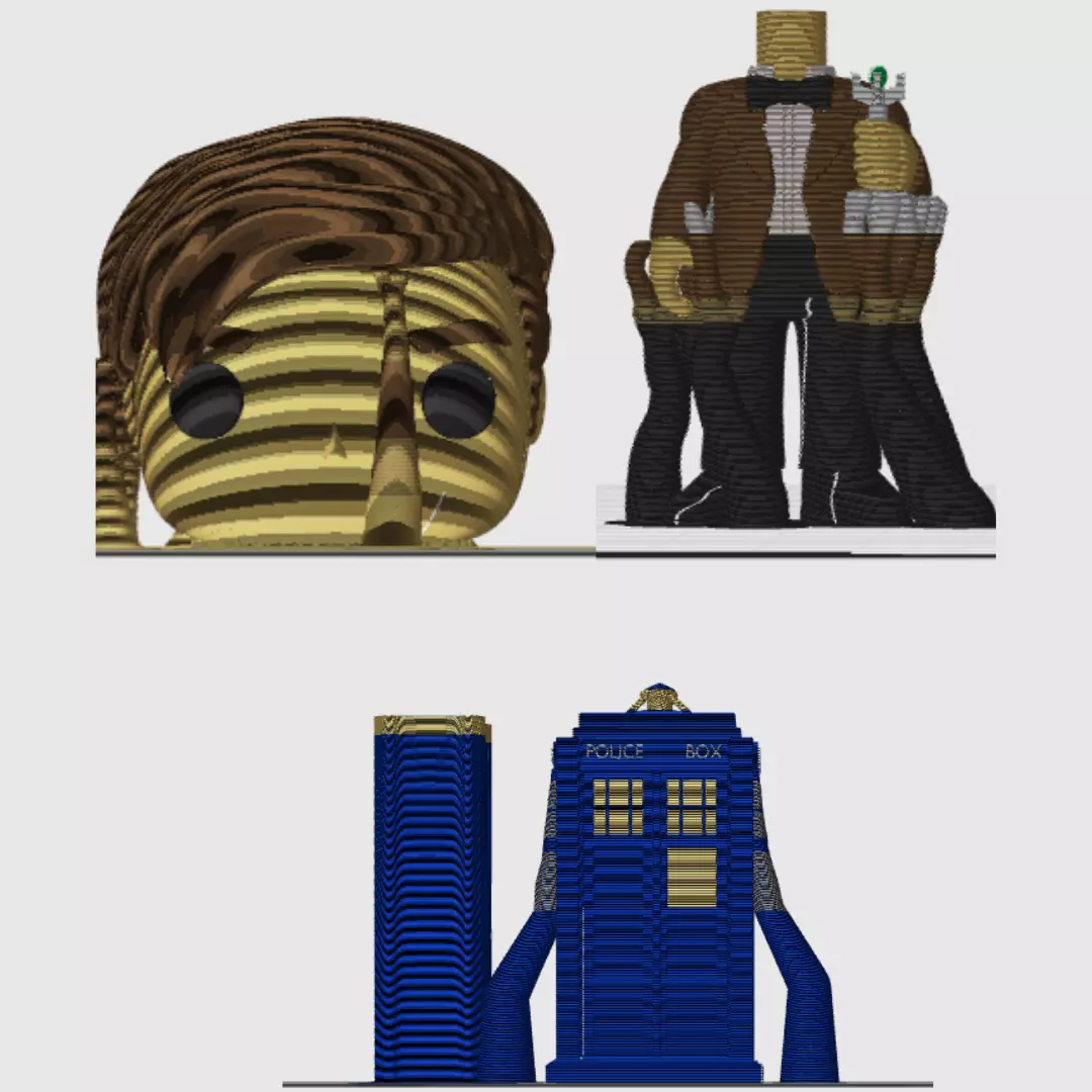 10th and 11th Doctor Who Funko Pop  with TARDIS 3D print model_1