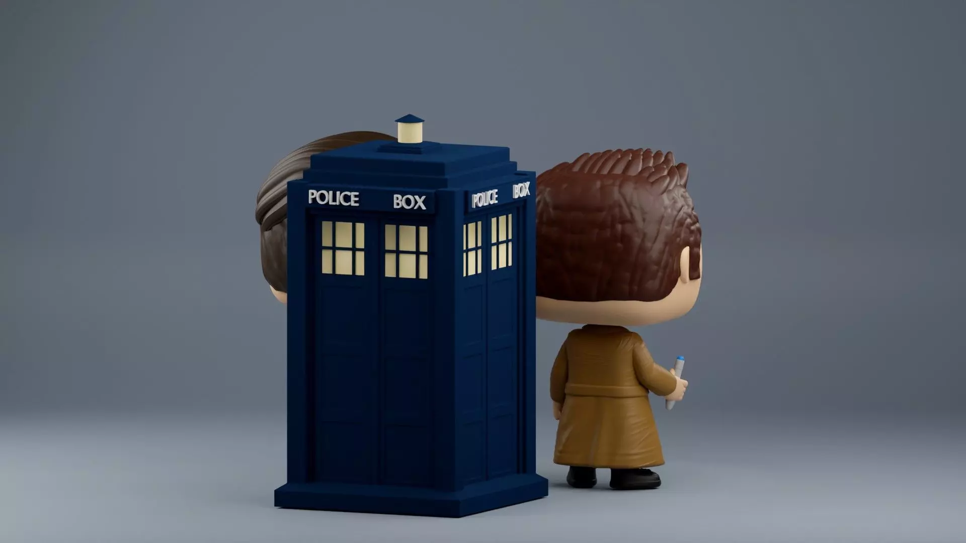 10th and 11th Doctor Who Funko Pop  with TARDIS 3D print model_12