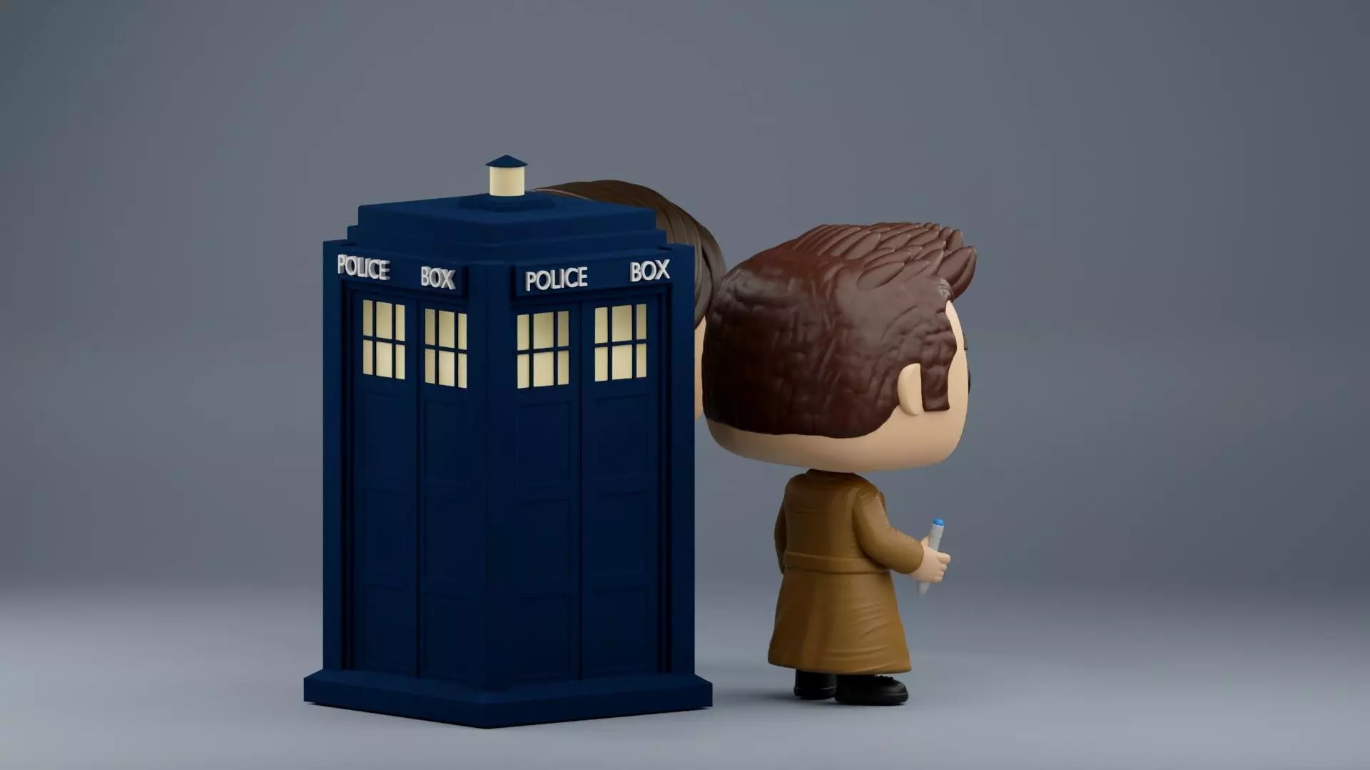 10th and 11th Doctor Who Funko Pop  with TARDIS 3D print model_13