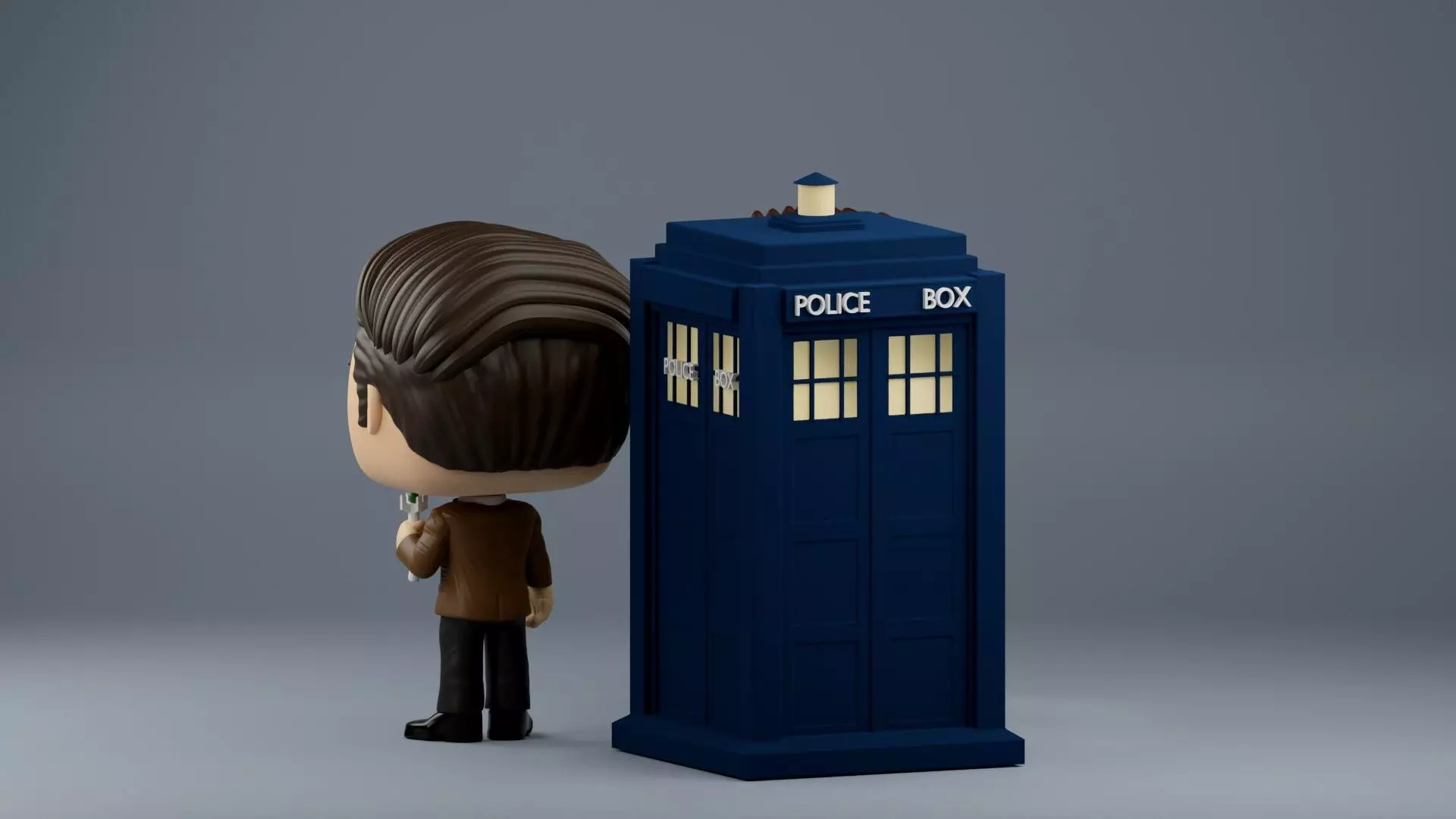 10th and 11th Doctor Who Funko Pop  with TARDIS 3D print model_10