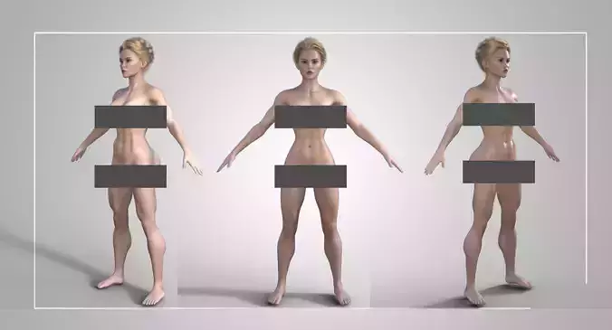 High-Quality Female Character Model Rigged  Multiple Poses