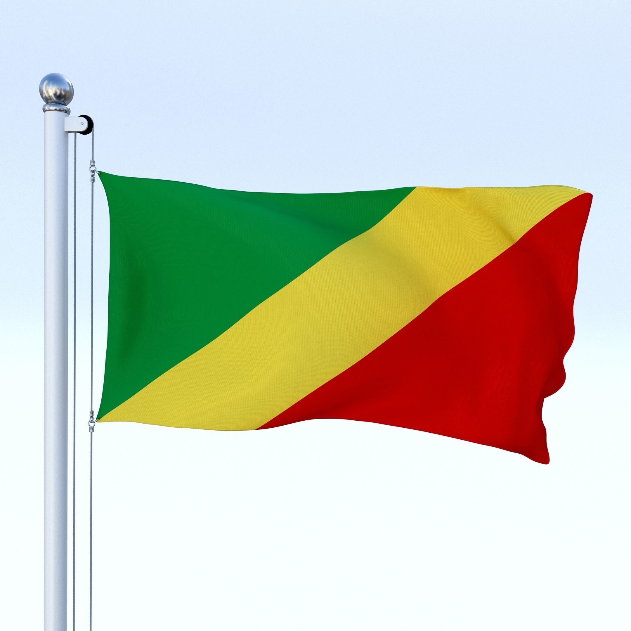 Animated Republic of the Congo Flag Low-poly 3D model_13