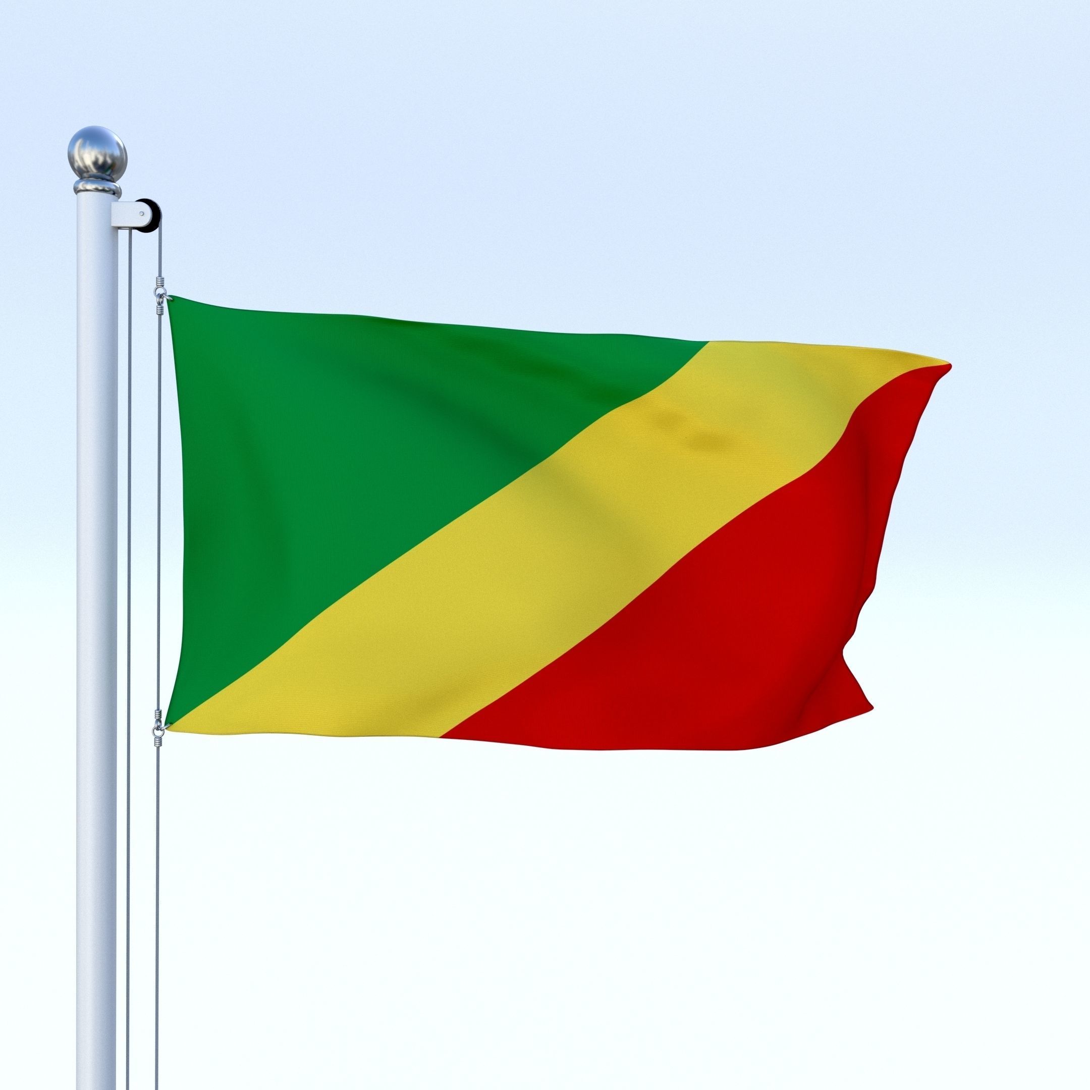 Animated Republic of the Congo Flag Low-poly 3D model_2