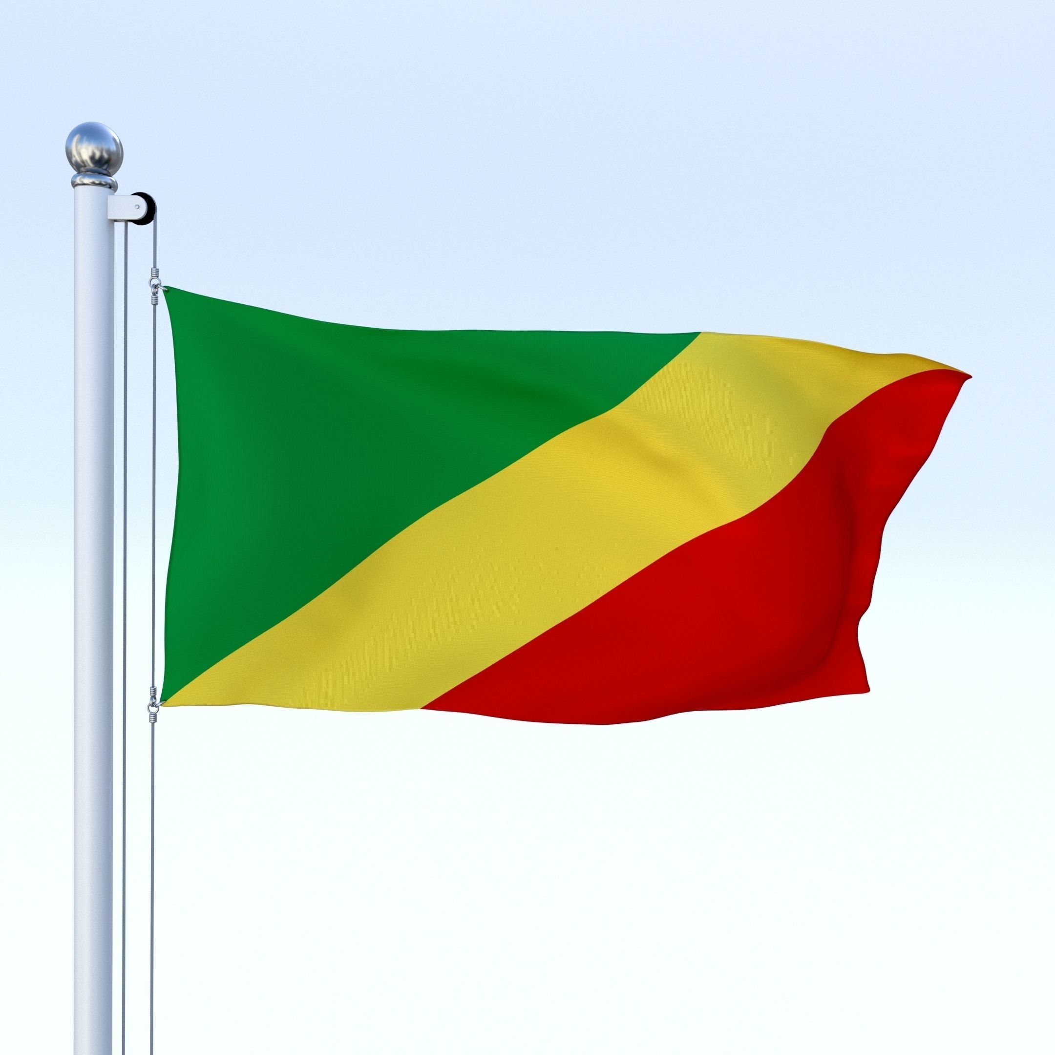 Animated Republic of the Congo Flag Low-poly 3D model_10