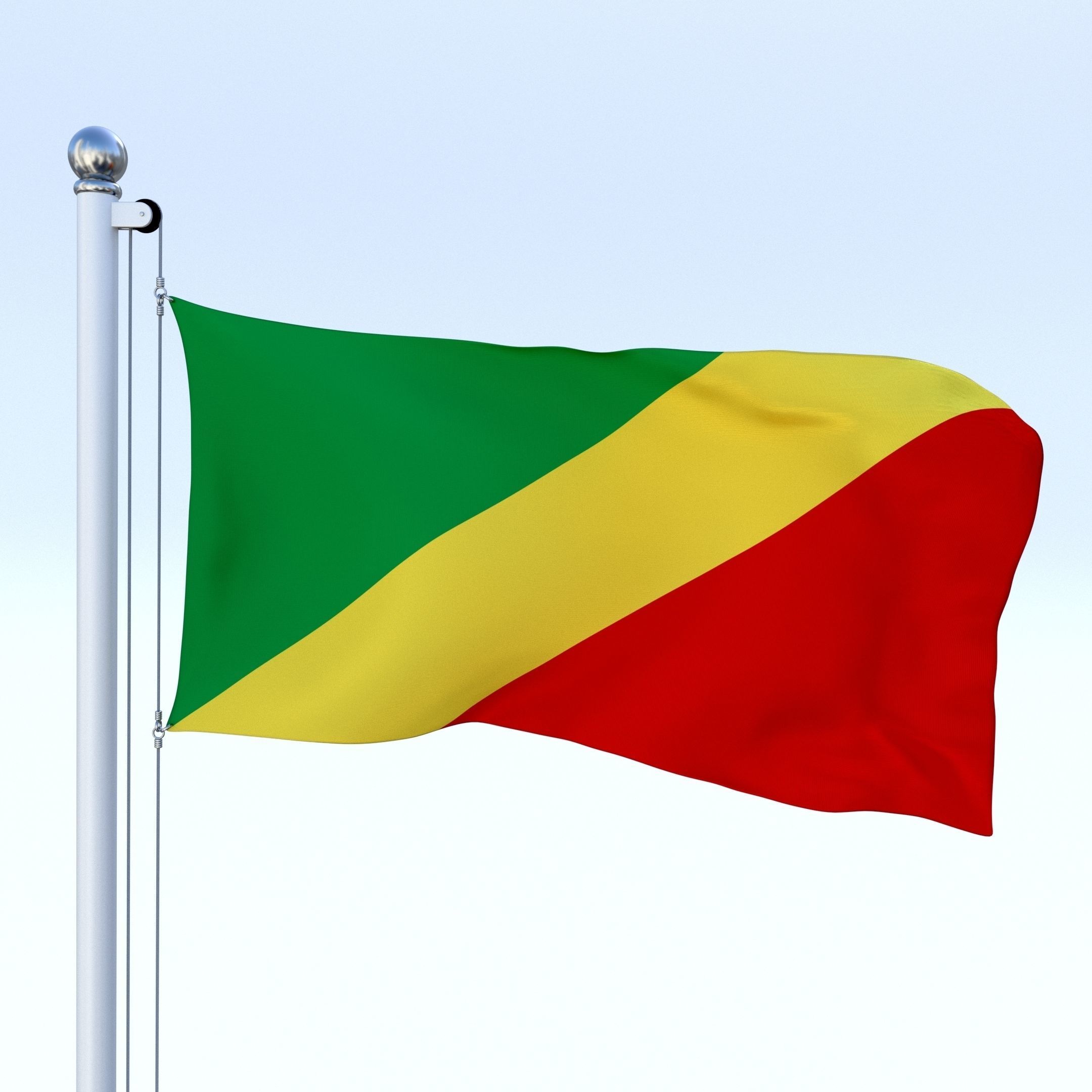 Animated Republic of the Congo Flag Low-poly 3D model_3