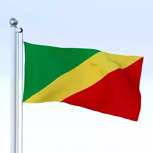 Animated Republic of the Congo Flag Low-poly 3D model