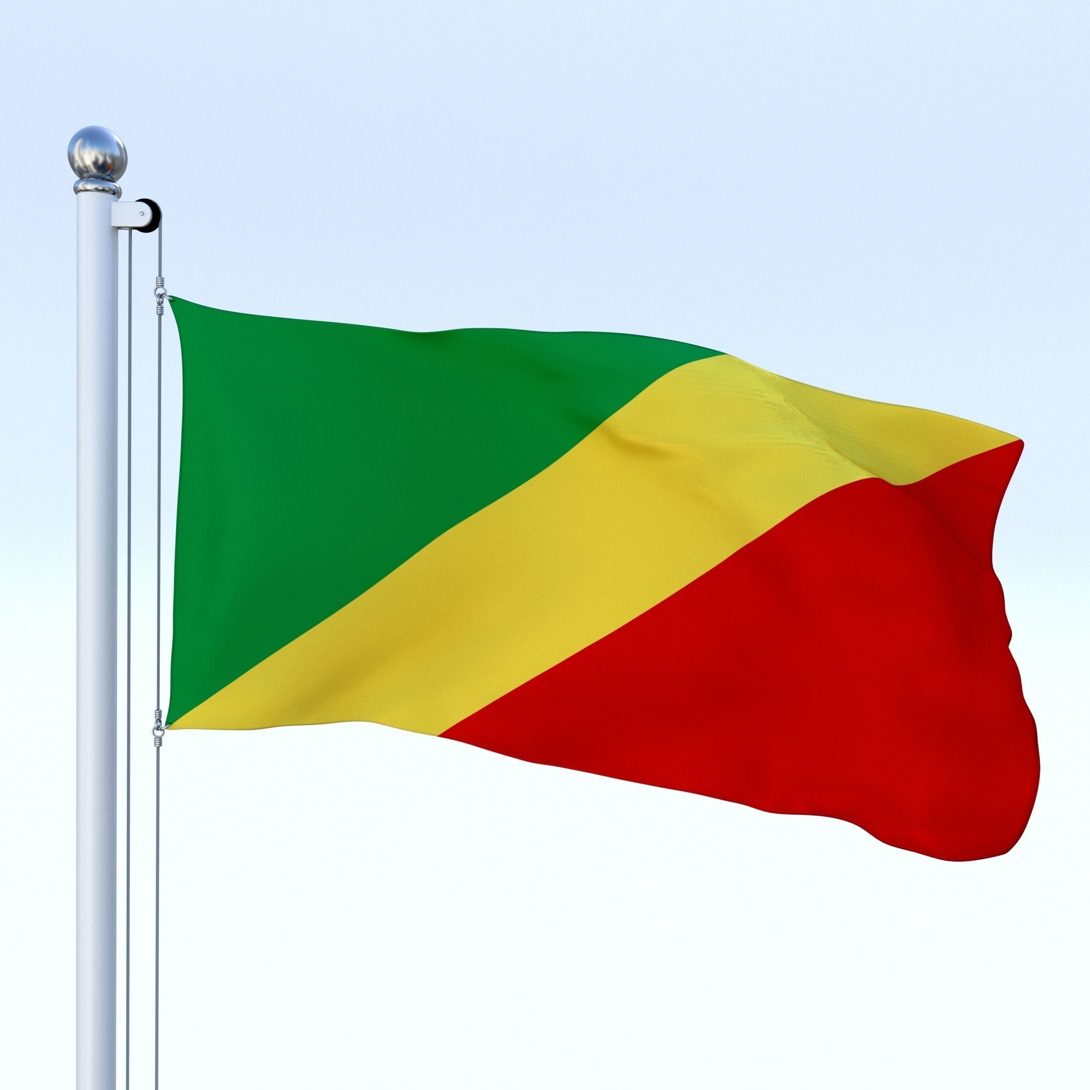 Animated Republic of the Congo Flag Low-poly 3D model_17