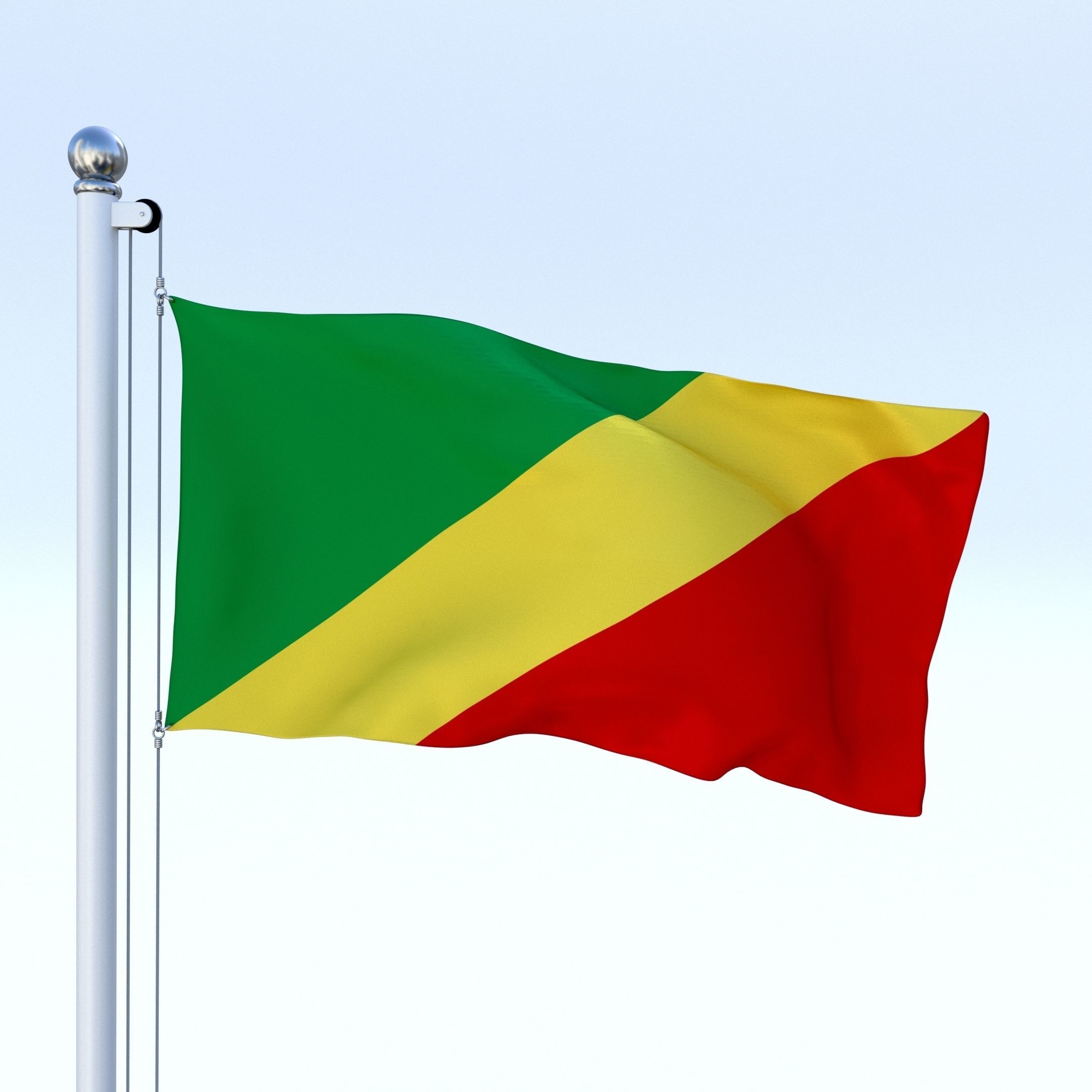 Animated Republic of the Congo Flag Low-poly 3D model_11