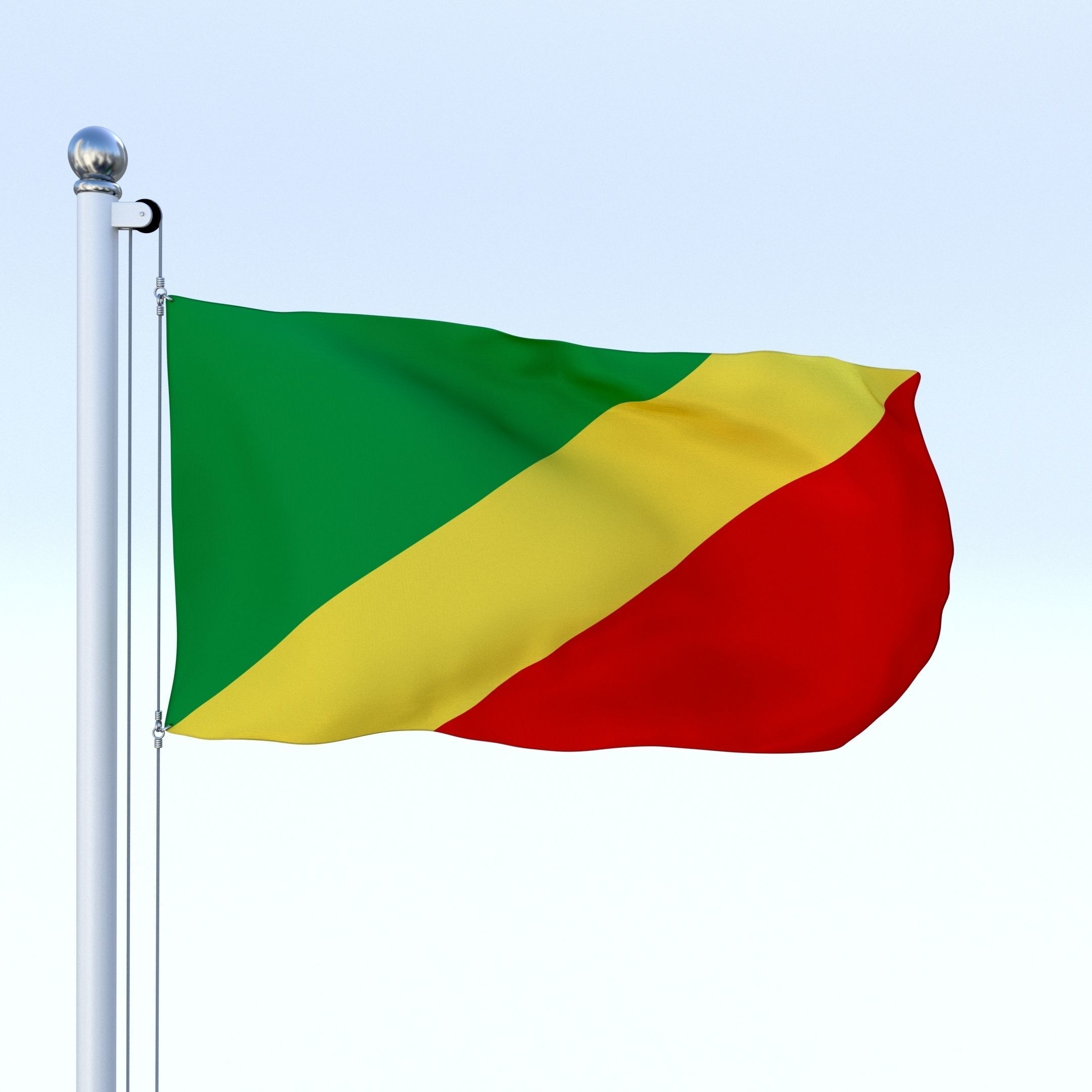 Animated Republic of the Congo Flag Low-poly 3D model_21