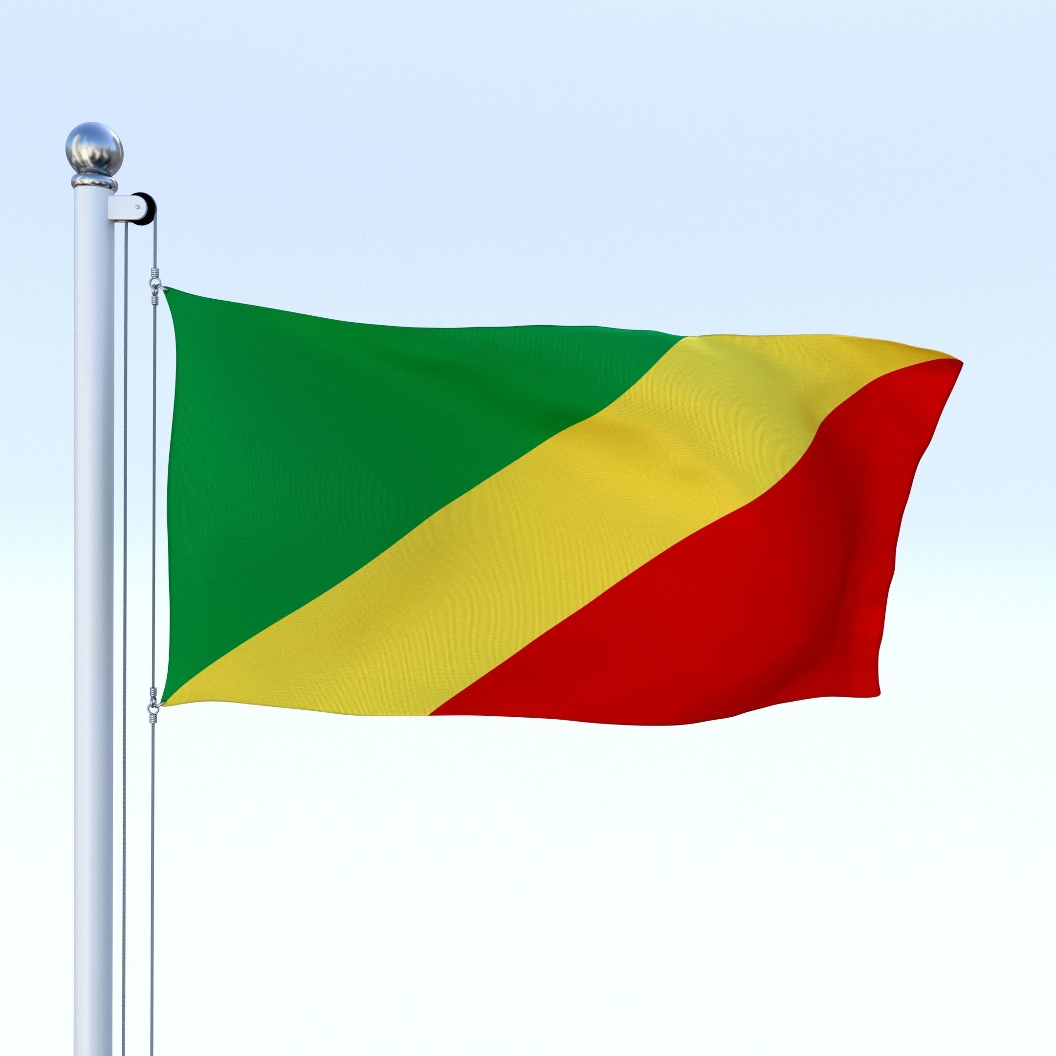 Animated Republic of the Congo Flag Low-poly 3D model_12