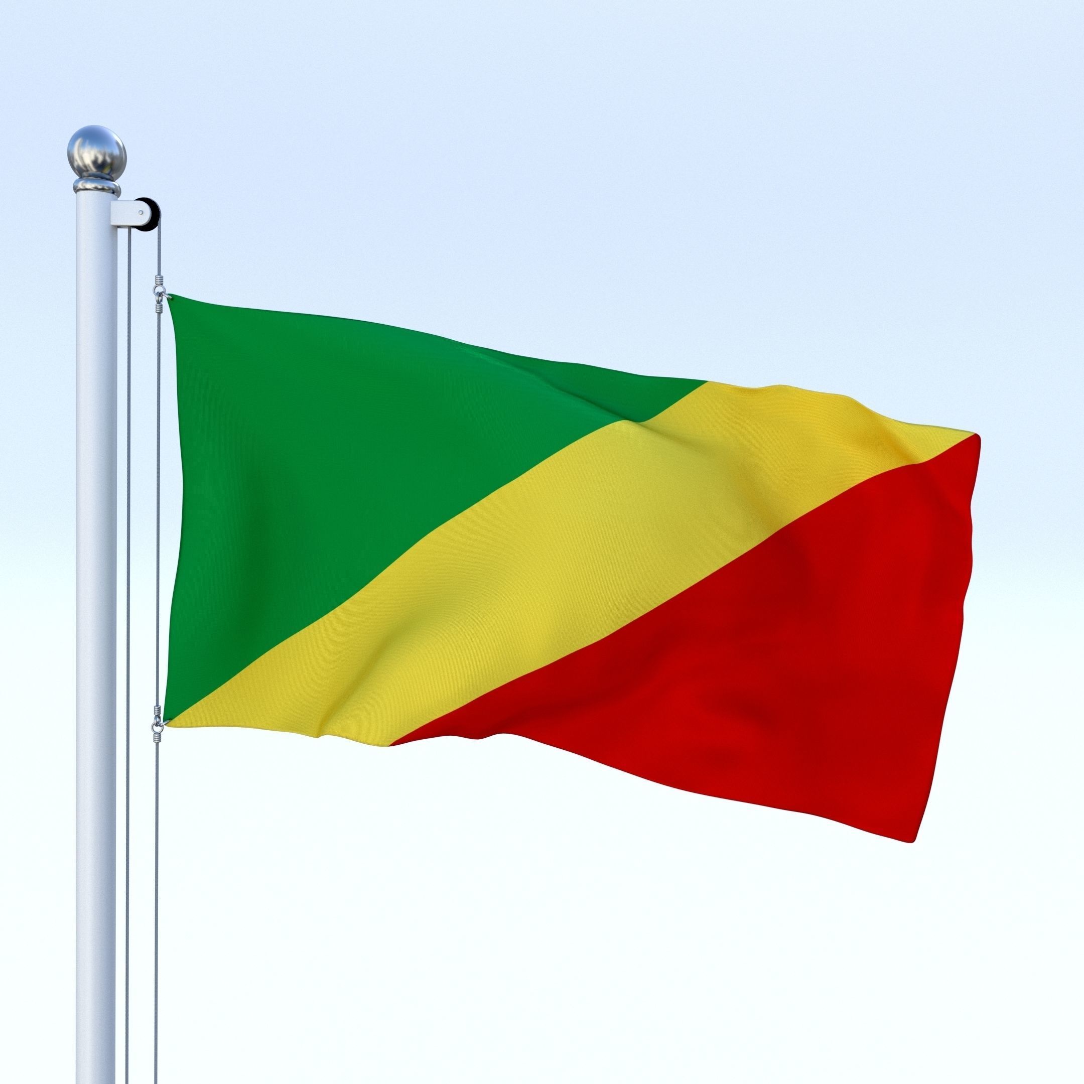 Animated Republic of the Congo Flag Low-poly 3D model_1