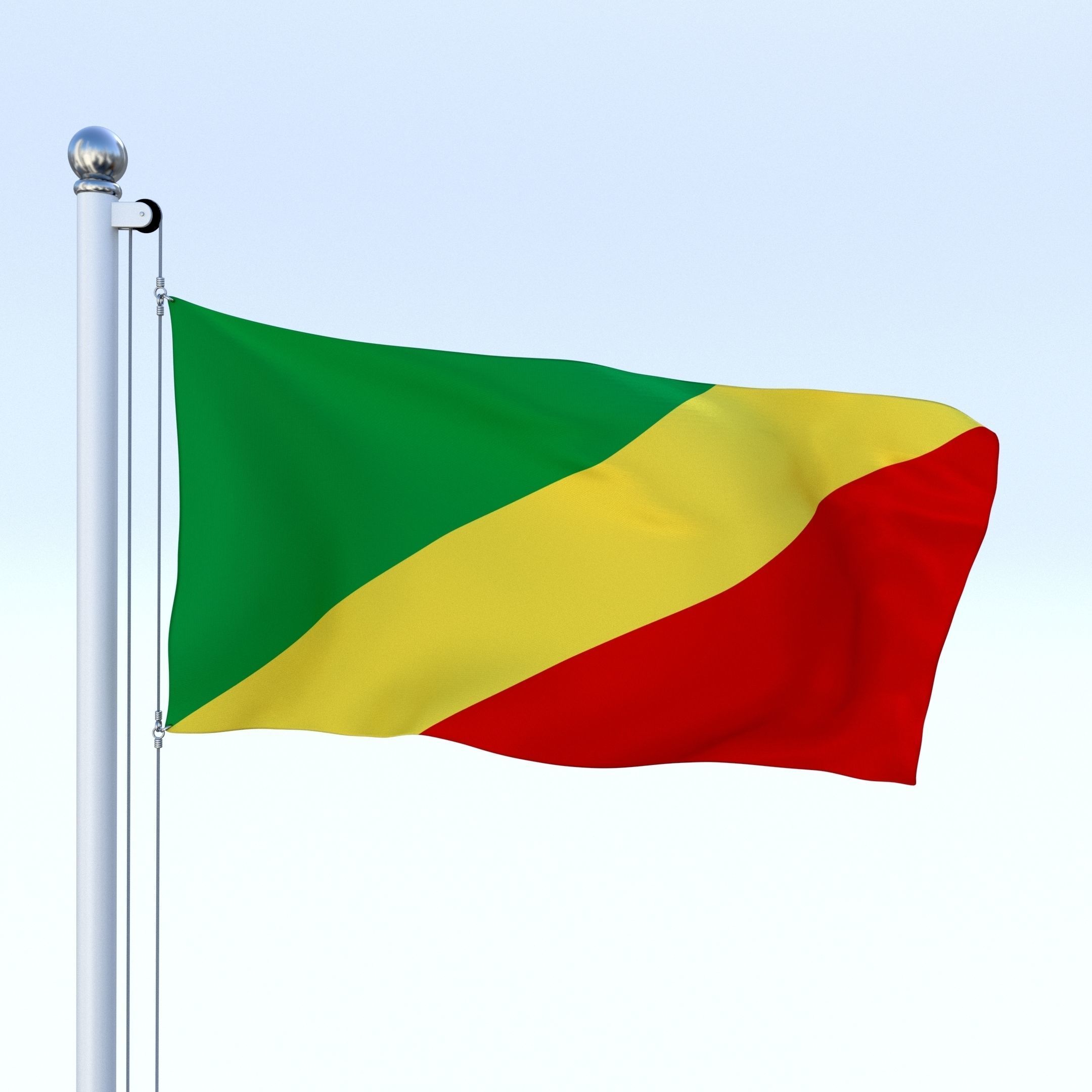 Animated Republic of the Congo Flag Low-poly 3D model_4