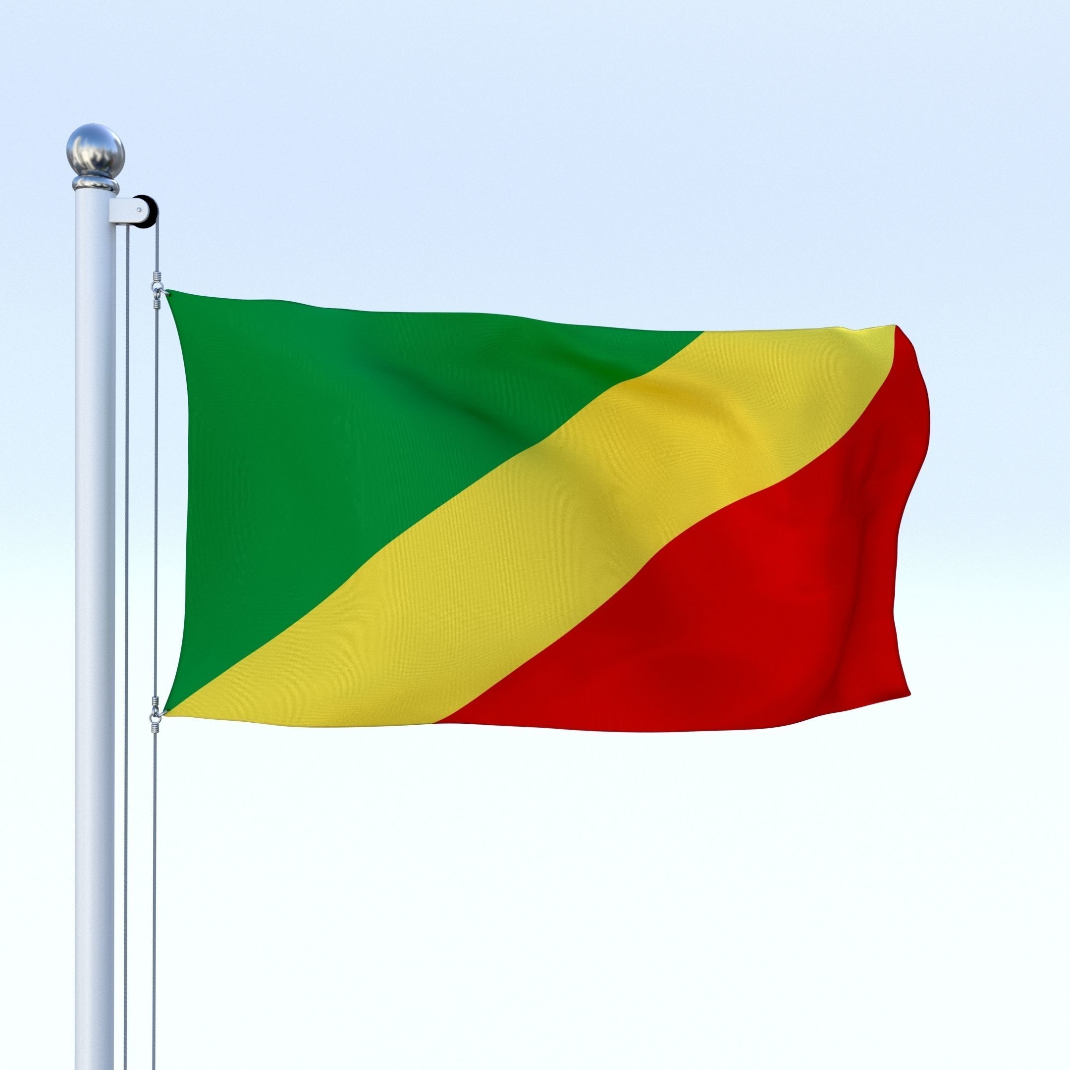Animated Republic of the Congo Flag Low-poly 3D model_23