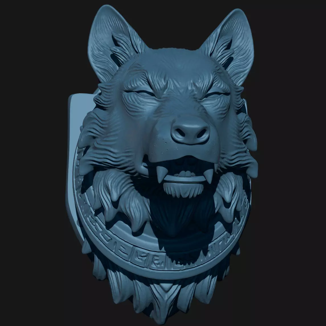 wolf sculpture 3D print model_4