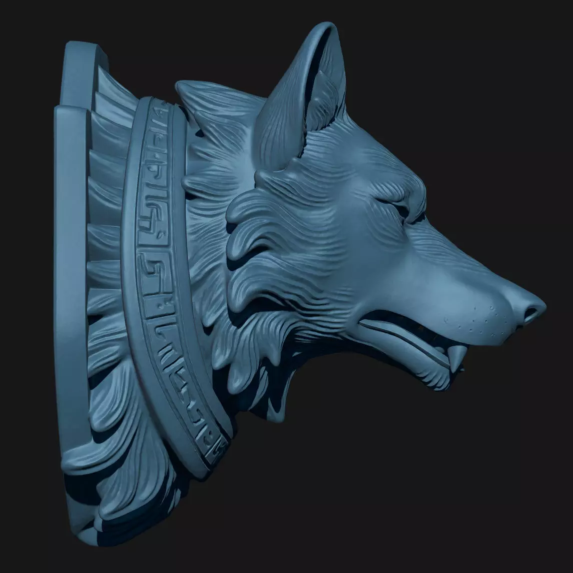wolf sculpture 3D print model_2