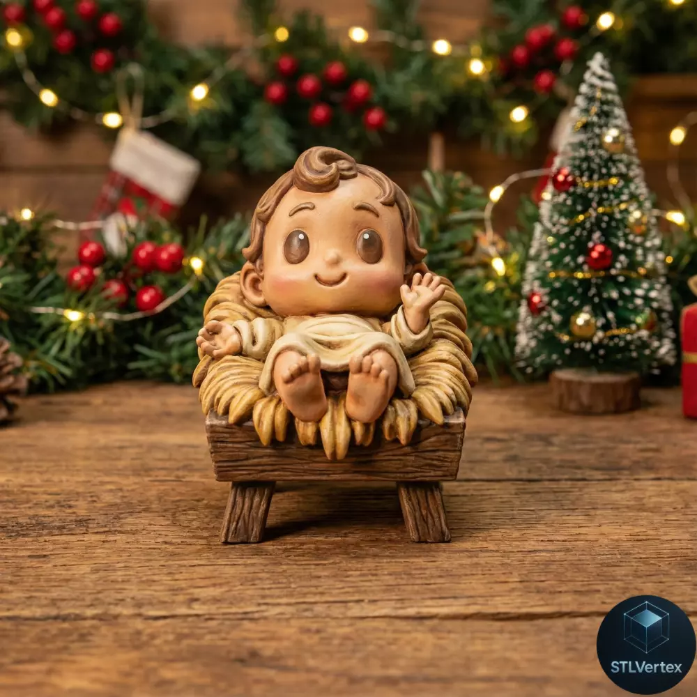 Jesus in the crib Chibi 3D Print Model 3D print model