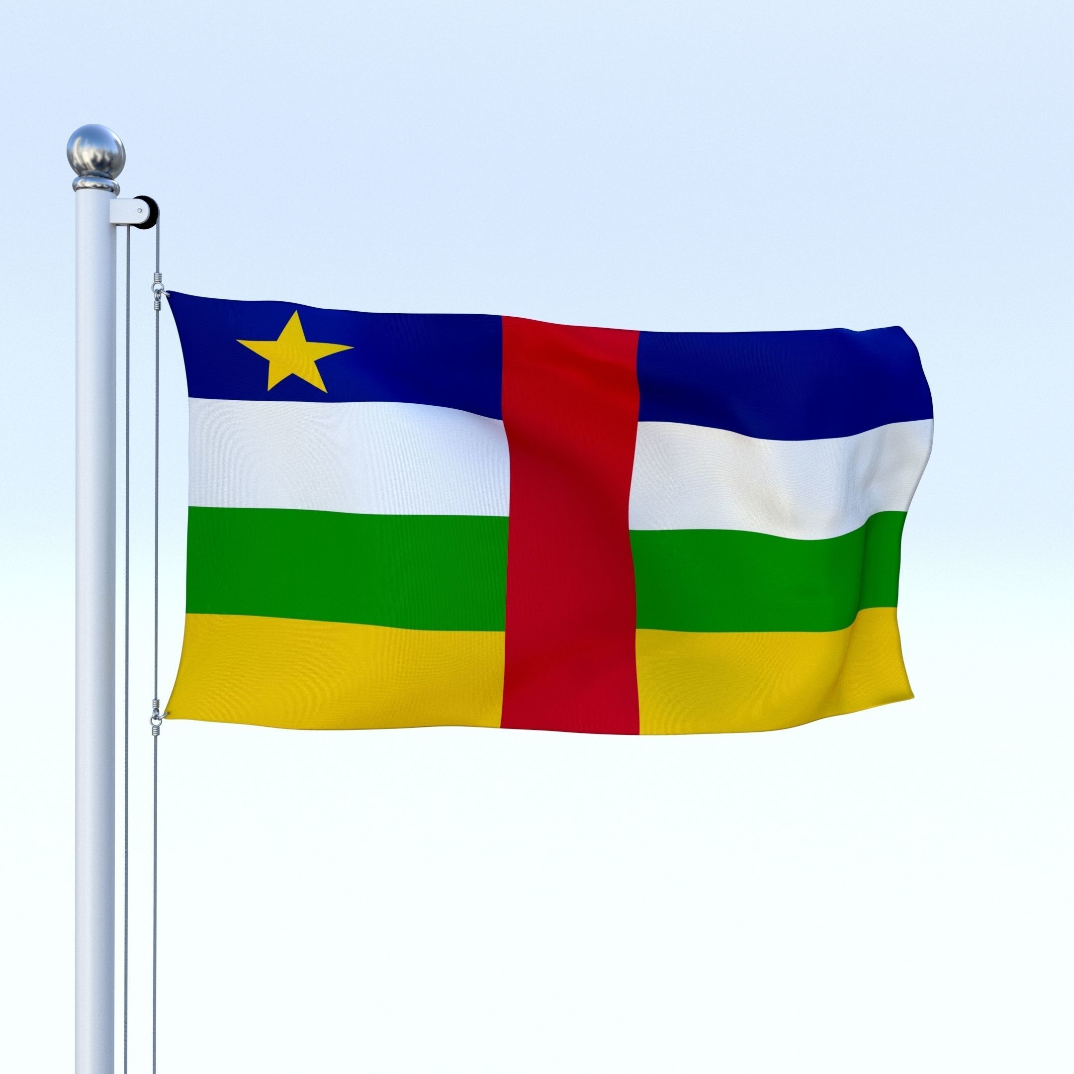Animated Central African Republic Flag Low-poly 3D model_11