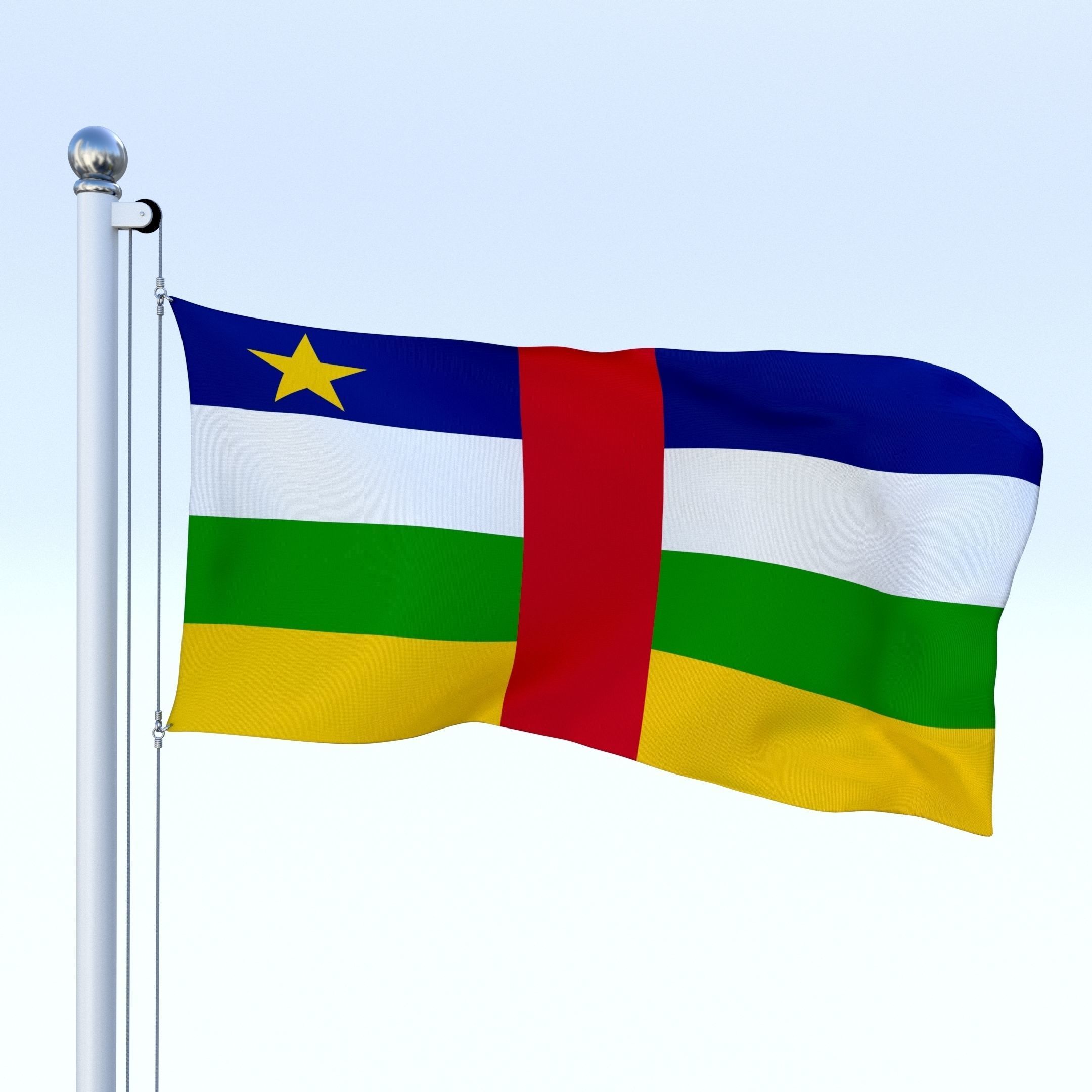 Animated Central African Republic Flag Low-poly 3D model_5