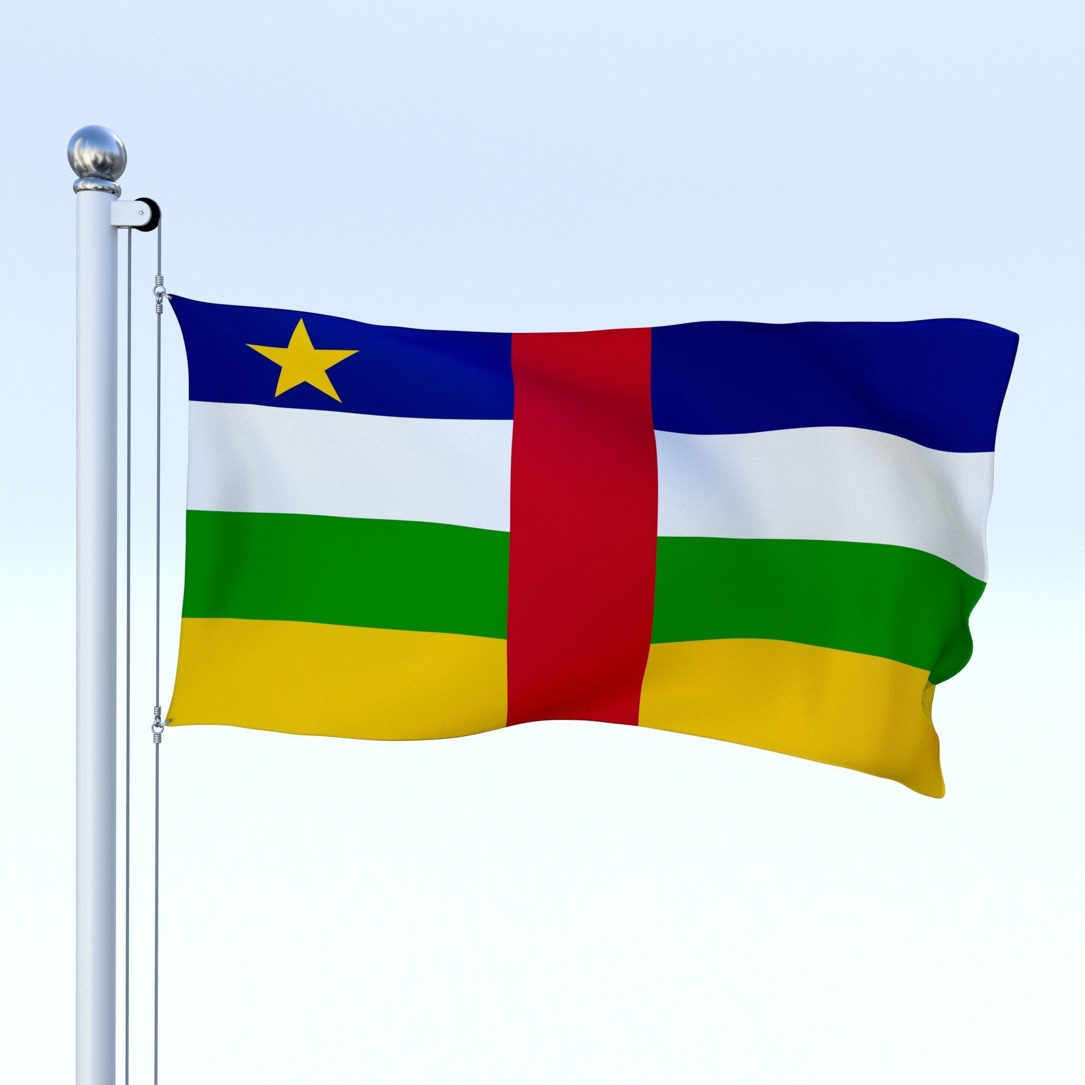 Animated Central African Republic Flag Low-poly 3D model_22