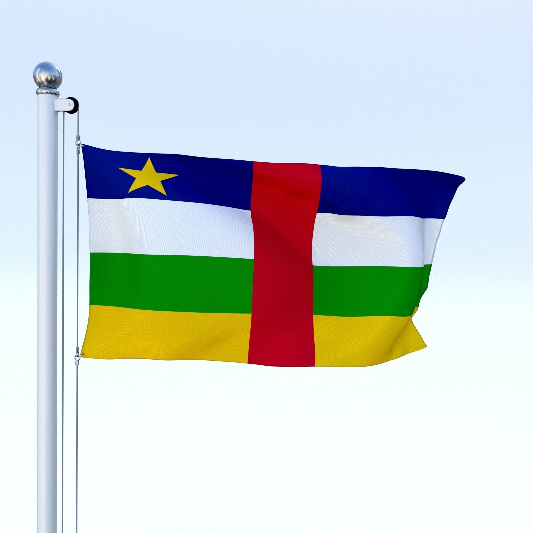 Animated Central African Republic Flag Low-poly 3D model_2
